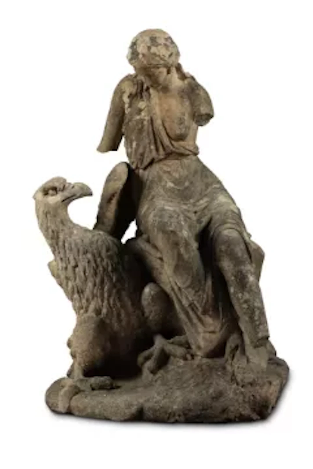 A FRAGMENTARY TERRACOTTA STATUE OF HEBE AND THE EAGLE, ATTRIBUTED