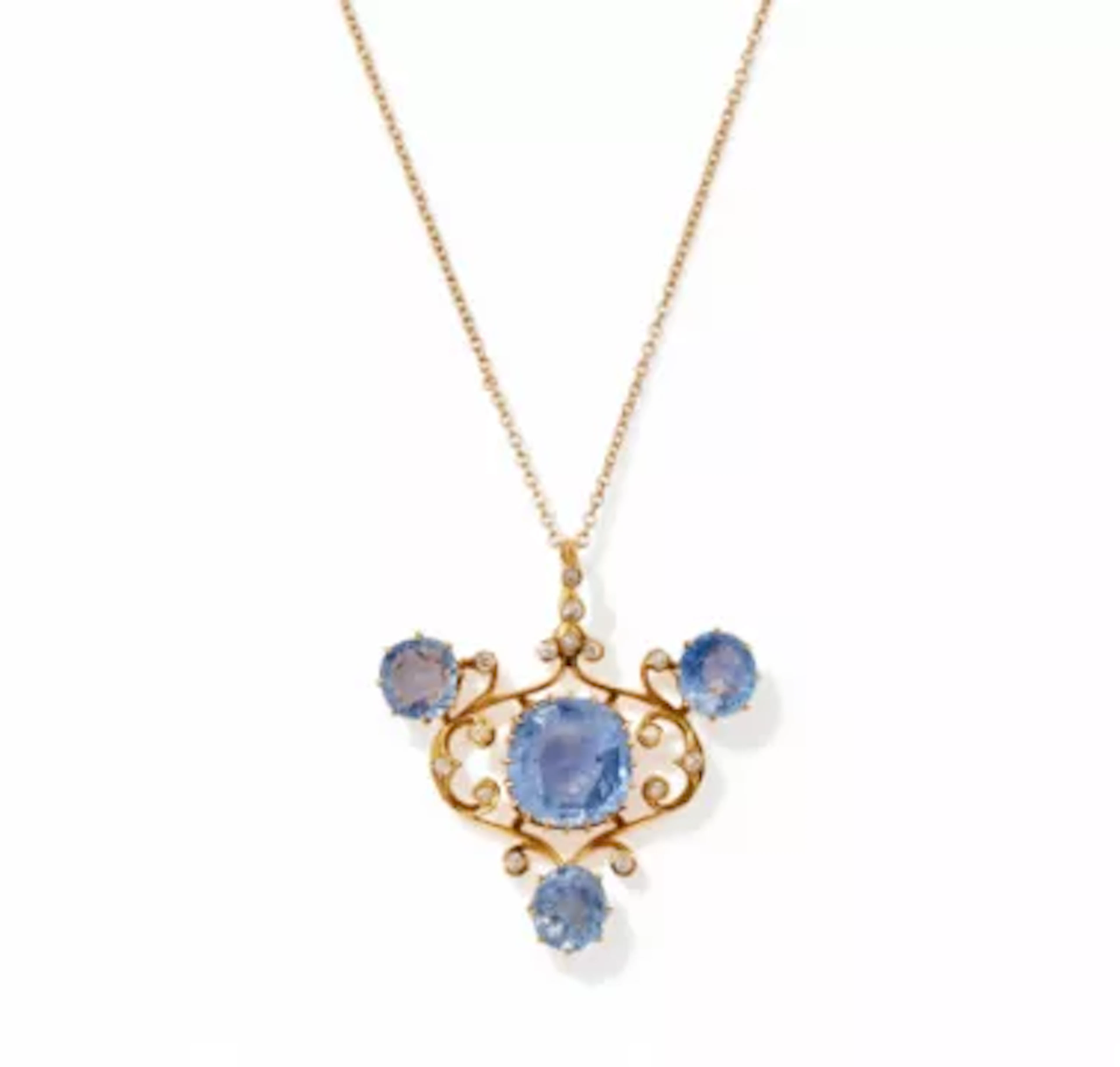 AN EARLY 20TH CENTURY SAPPHIRE AND DIAMOND PENDANT