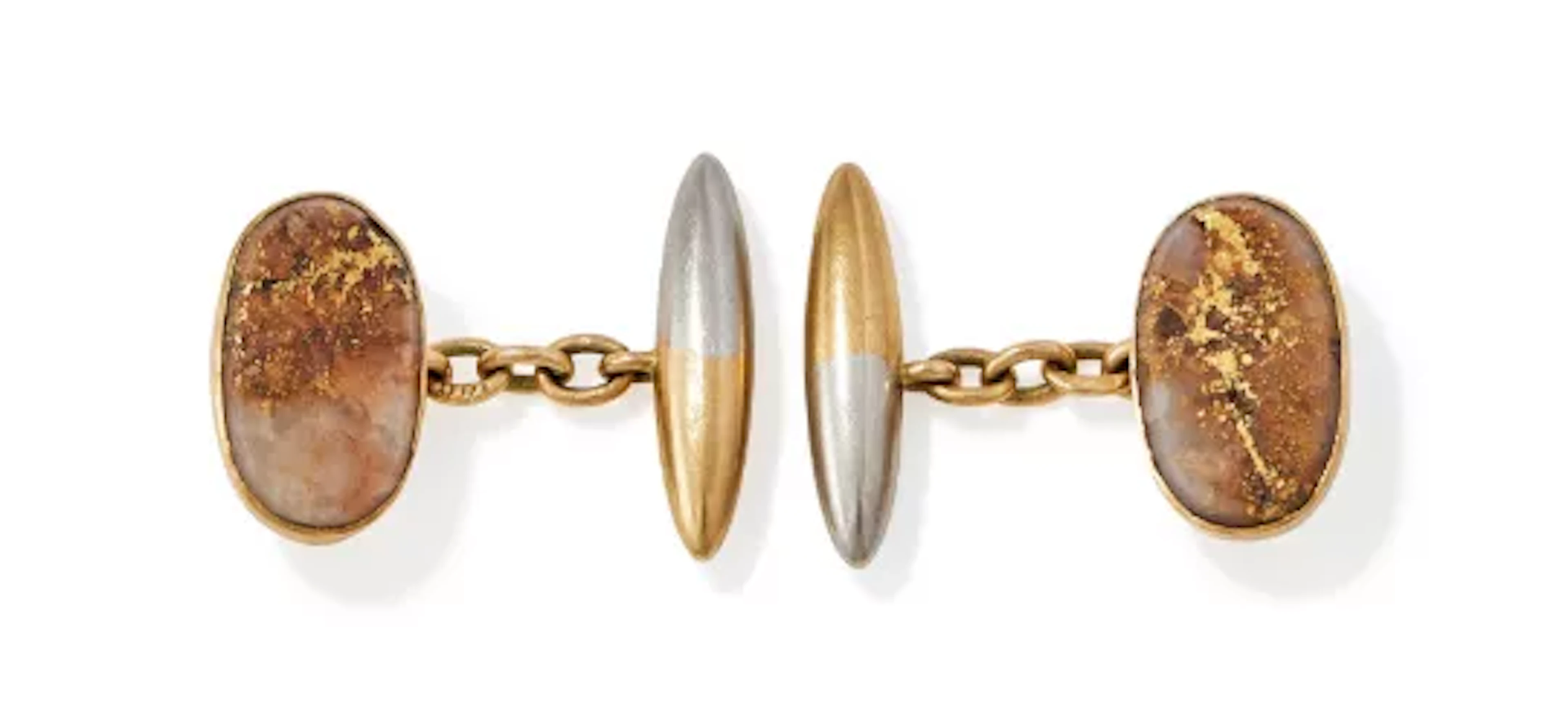 A PAIR OF HARDSTONE CUFFLINKS