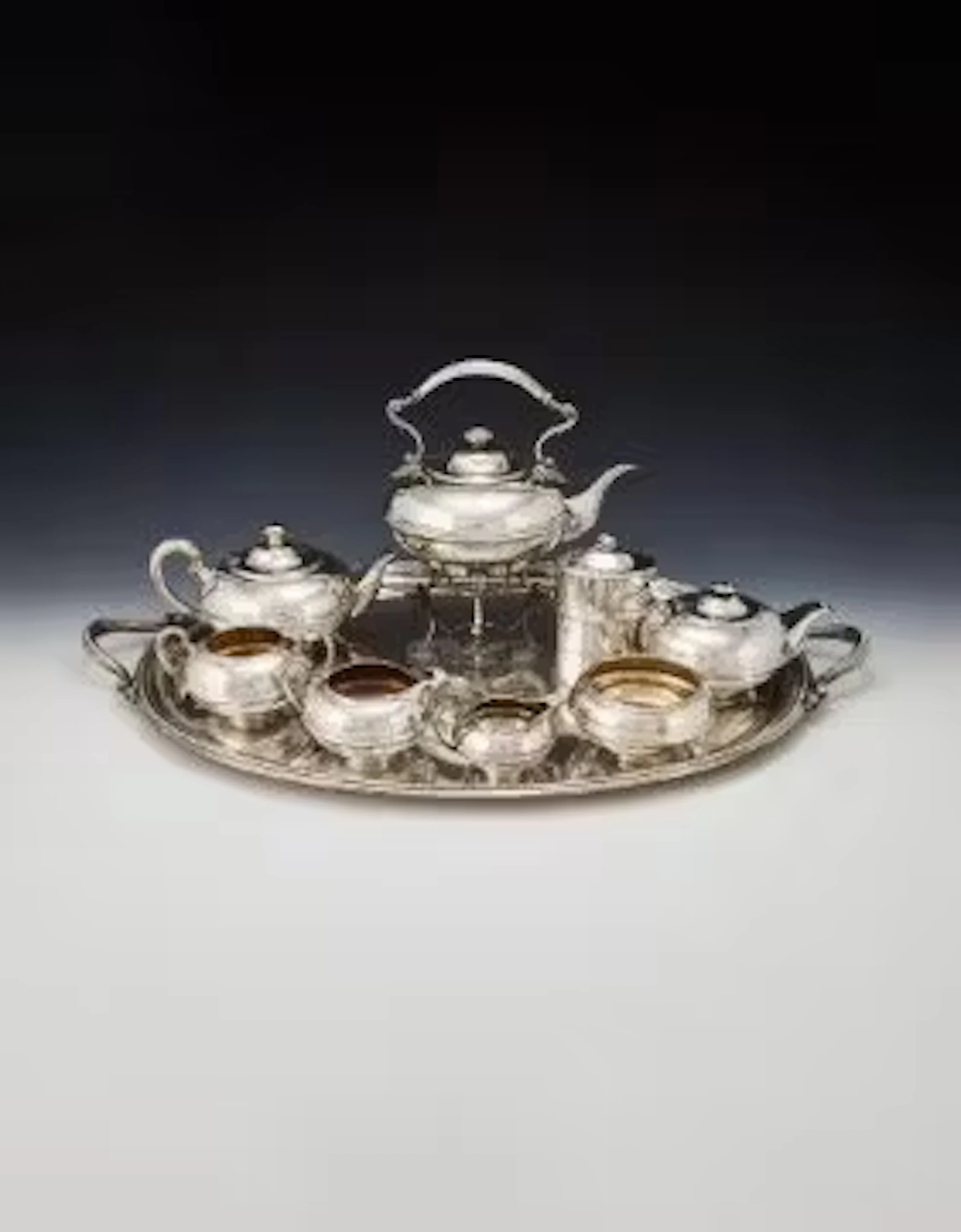 Y A SILVER NINE PIECE SILVER TEA SET