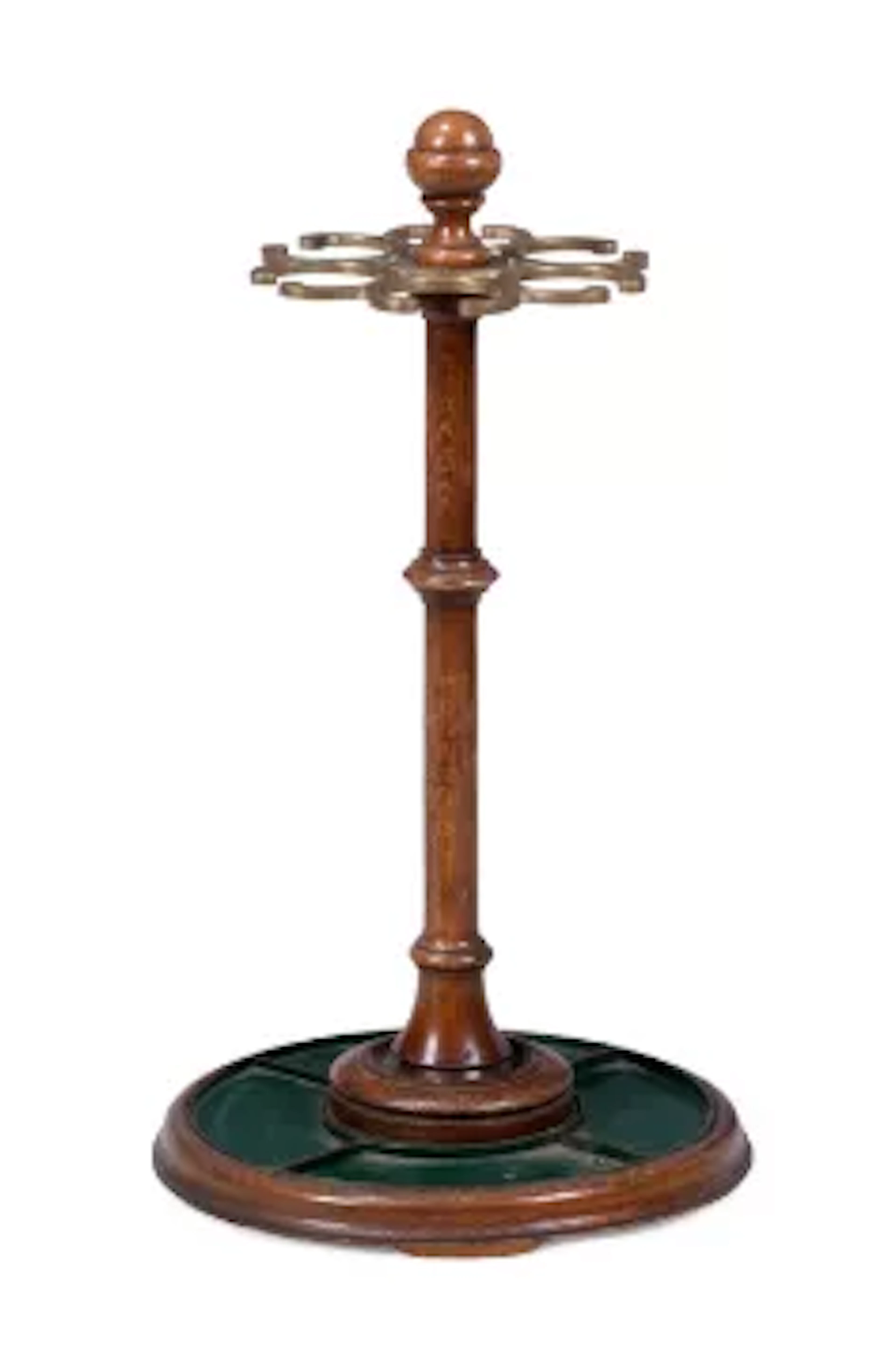 A VICTORIAN OAK AND BRASS STICK STAND, CIRCA 1890