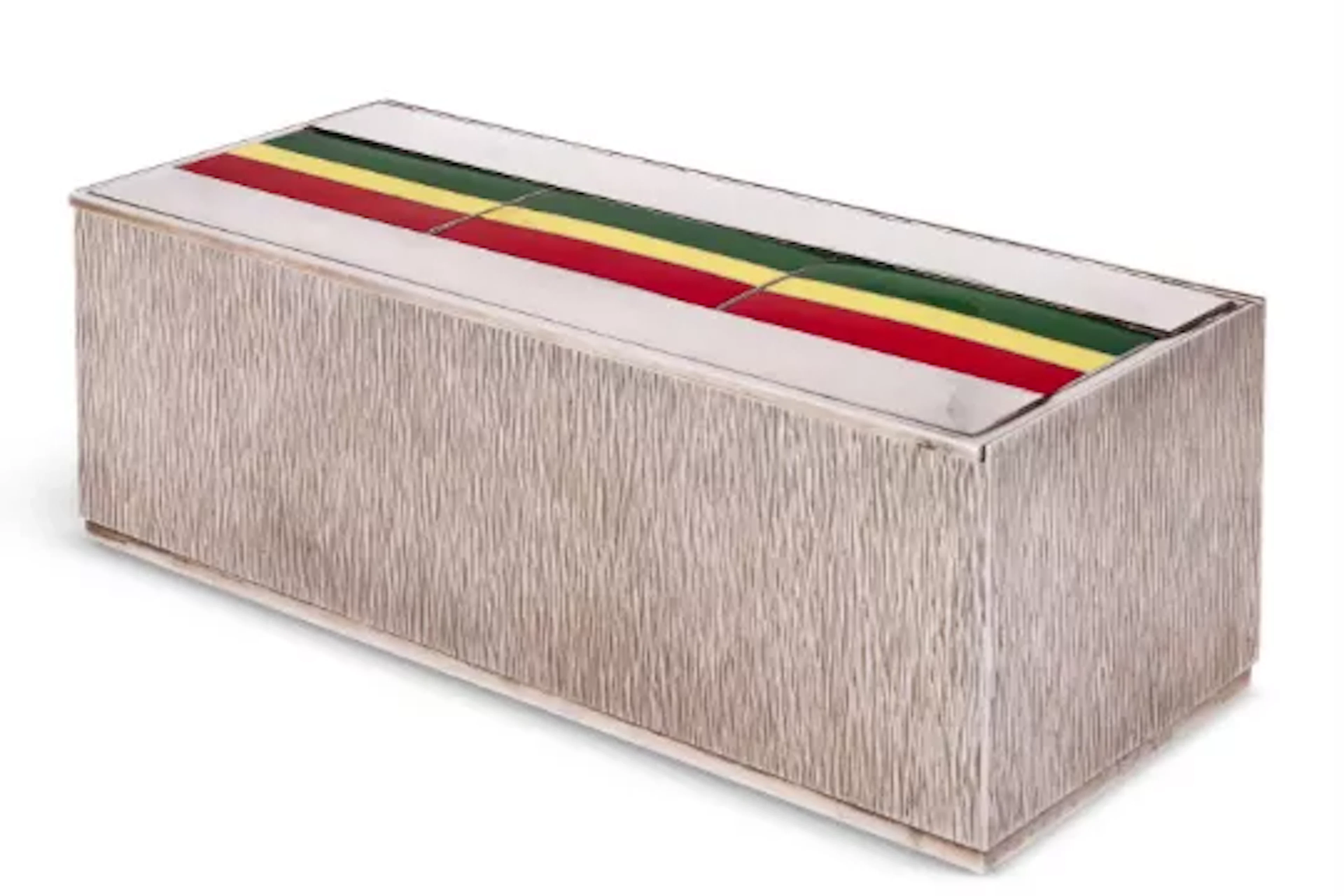 λ GERALD BENNEY (1930-2008), A LARGE AND RARE SILVER AND ENAMEL TABLE BOX