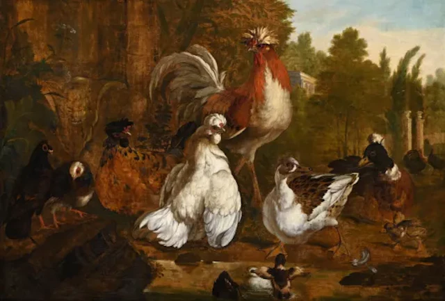 PIETER CASTEELS III (FLEMISH 1684-1749), BANTAMS, DUCKS AND PIGEON