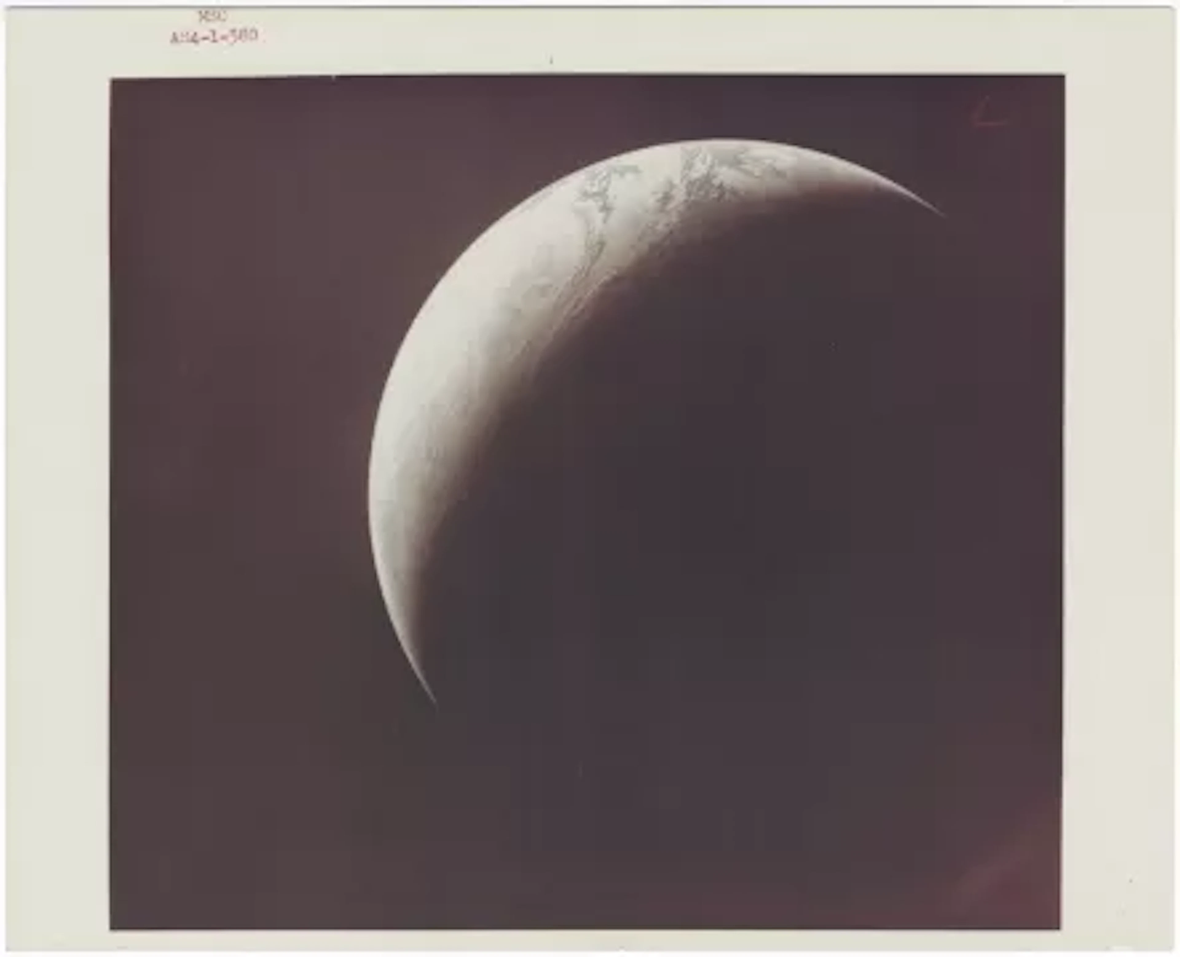 [Apollo 4] FIRST COLOUR VIEW OF EARTH’S FULL CRESCENT, TAKEN FROM