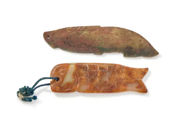 A Chinese celadon jade 'fish' pendant, Western Zhou dynasty (1046 BC- 771 BC)