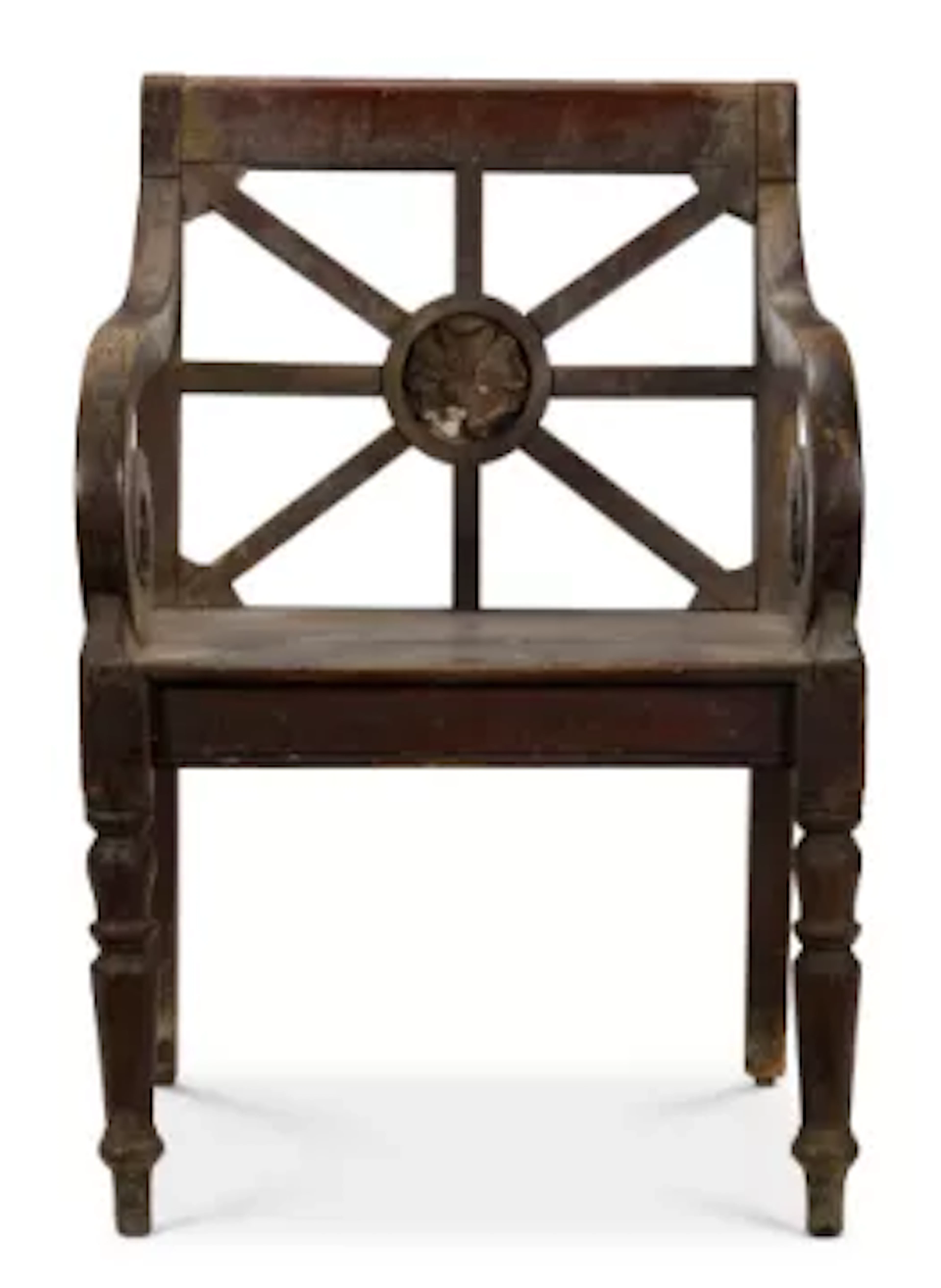 A REGENCY OAK HALL ARMCHAIR , CIRCA 1810, IN THE MANNER OF GEORGE BULLOCK