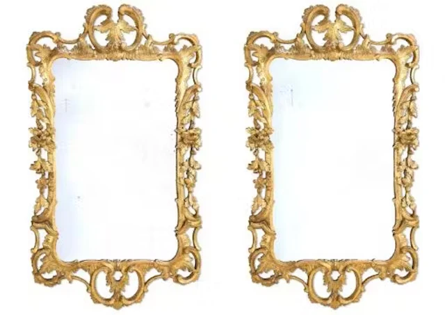 ‡ A PAIR OF GEORGE II GILTWOOD MIRRORS, CIRCA 1755