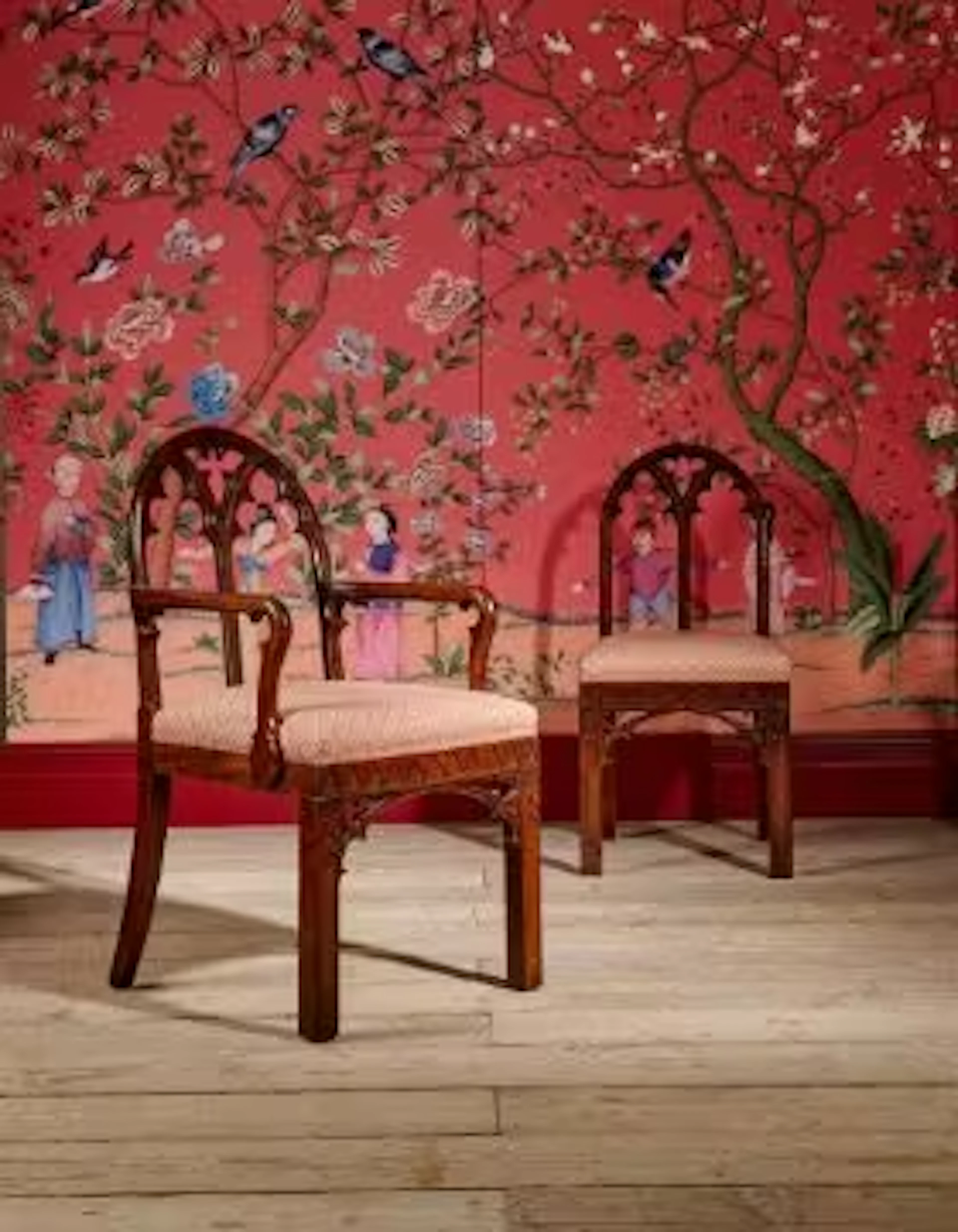 A SET OF FOURTEEN GEORGE IV MAHOGANY GOTHIC DINING CHAIRS, CIRCA 1825