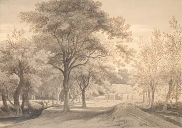 JOSEPH FARINGTON, R.A. (BRITISH 1747-1821), A FARMHOUSE IN A CLEARING