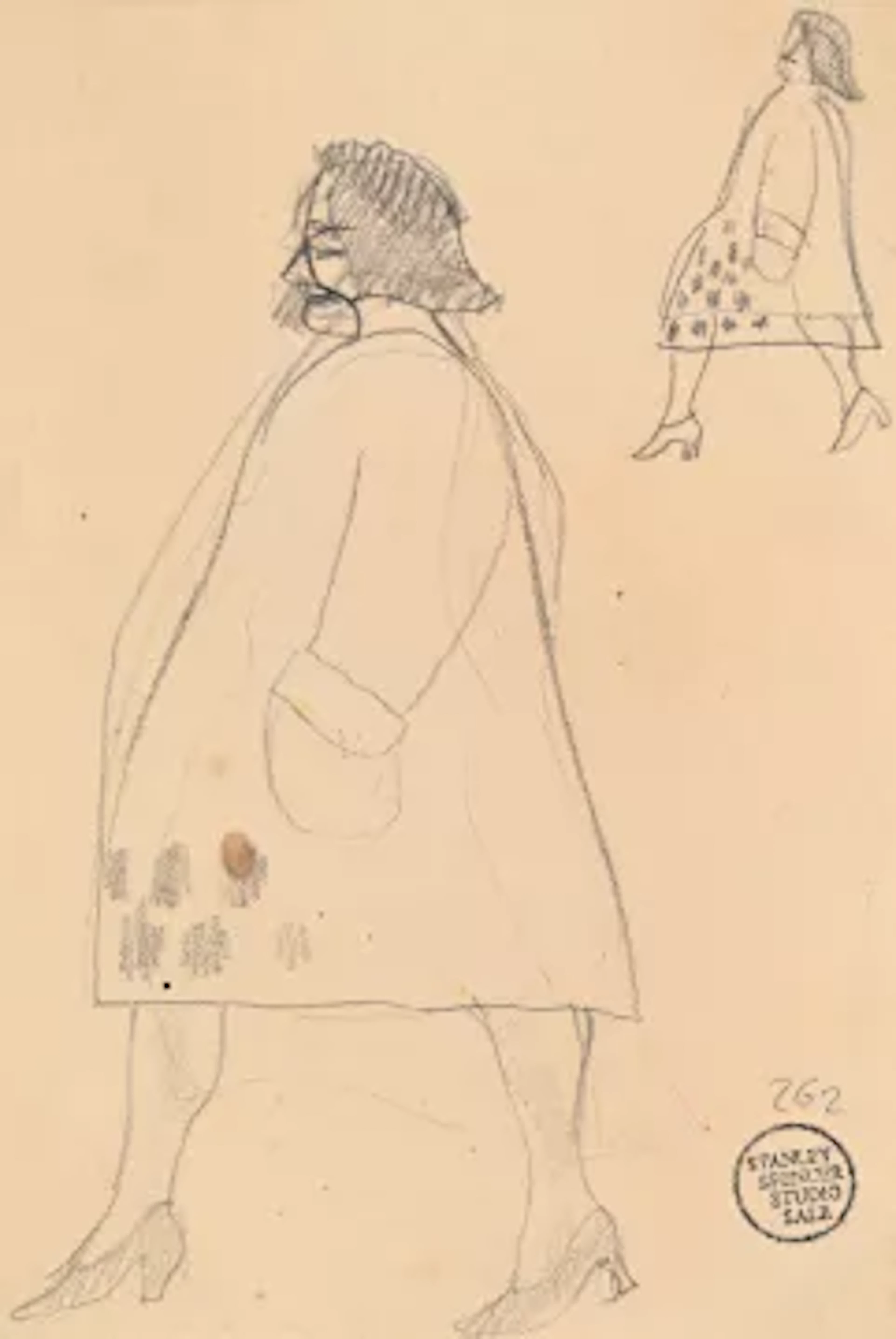 λ SIR STANLEY SPENCER (BRITISH 1891-1959), LADY WITH A SPOTTED DRESS: