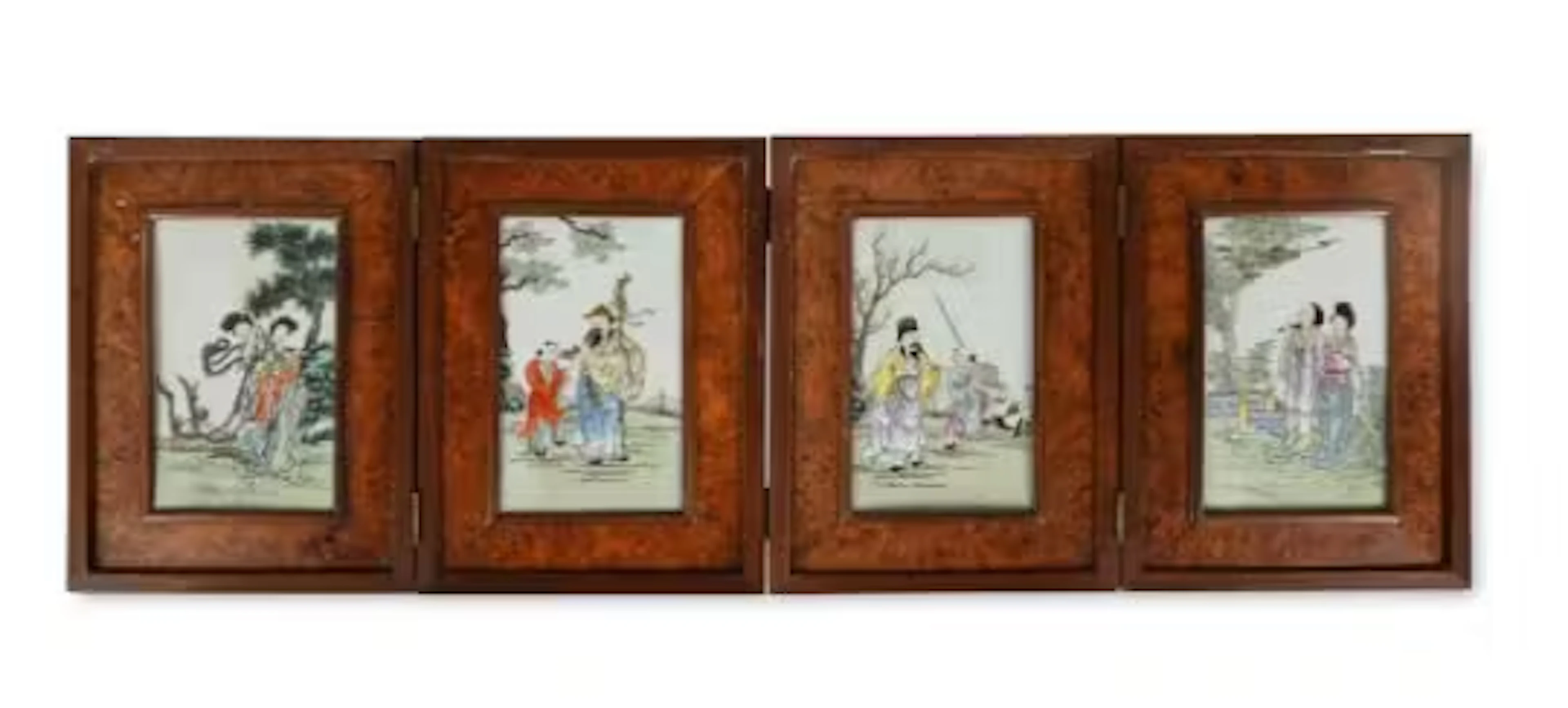 A set of four Chinese enamelled porcelain plaques