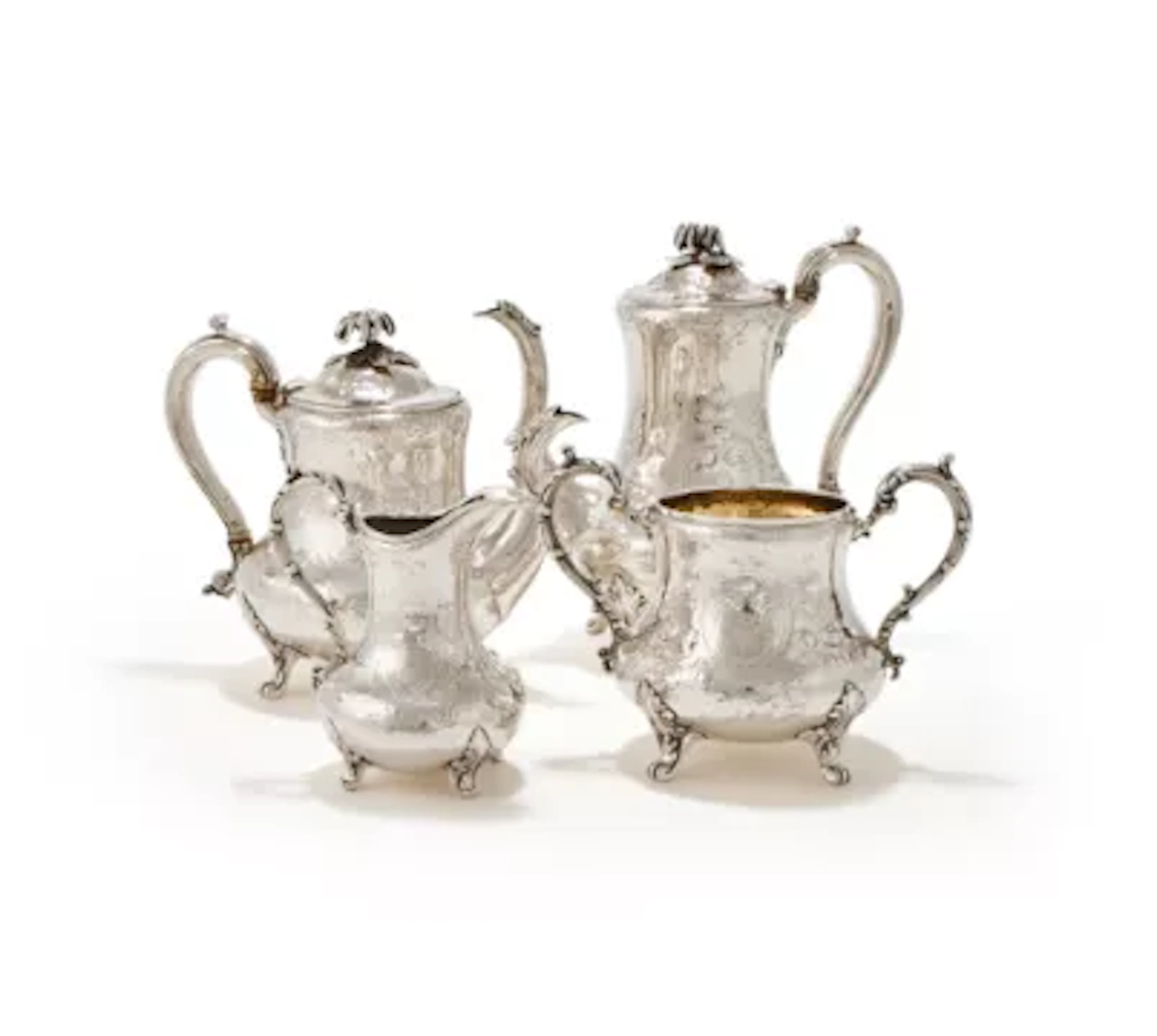 Y A VICTORIAN SILVER BALUSTER FOUR PIECE TEA AND COFFEE SET, JOSEPH
