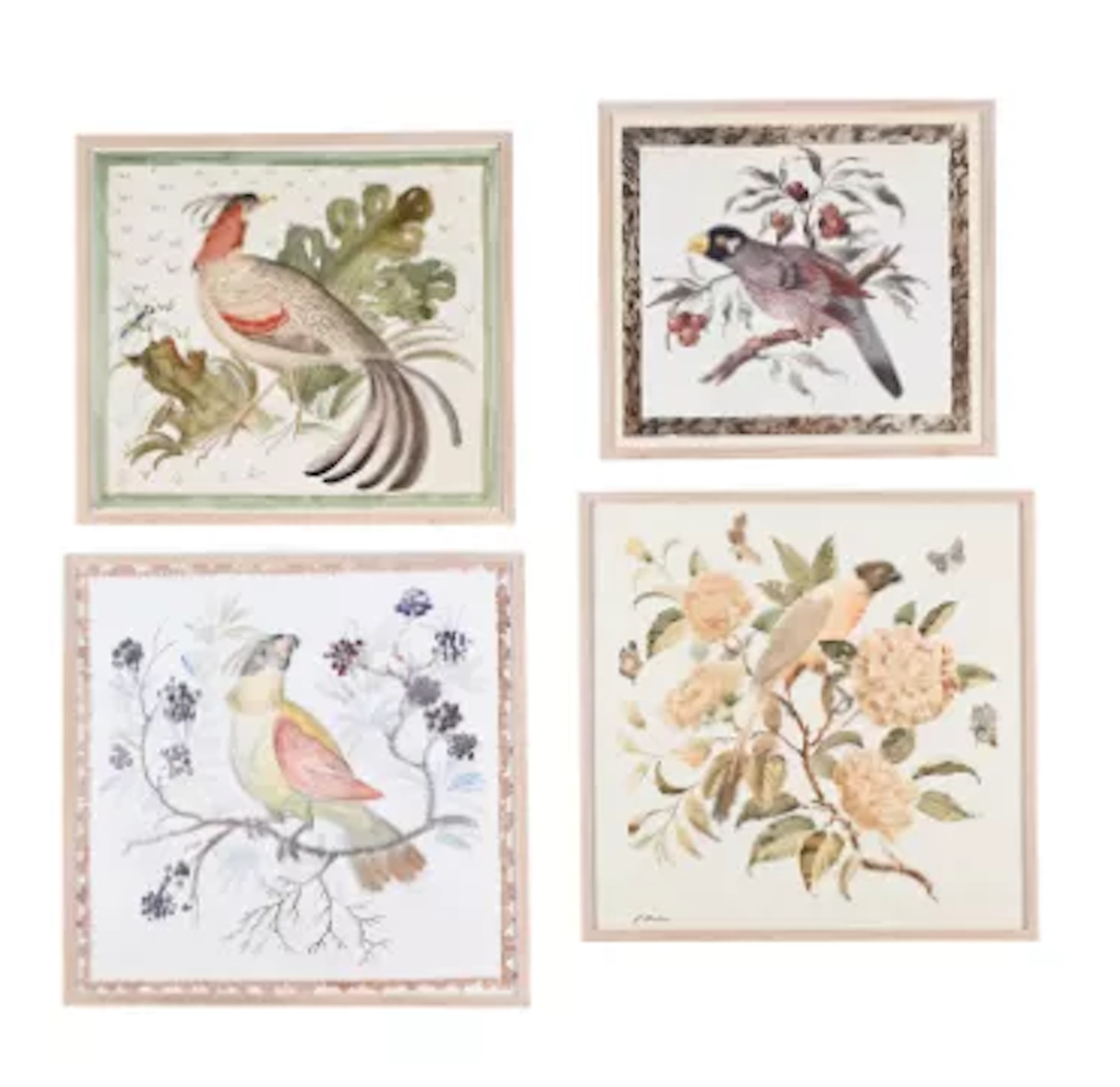 λ GEORGE OAKES (BRITISH 1927-2017), FOUR CUSHION DESIGNS WITH PARAKEETS