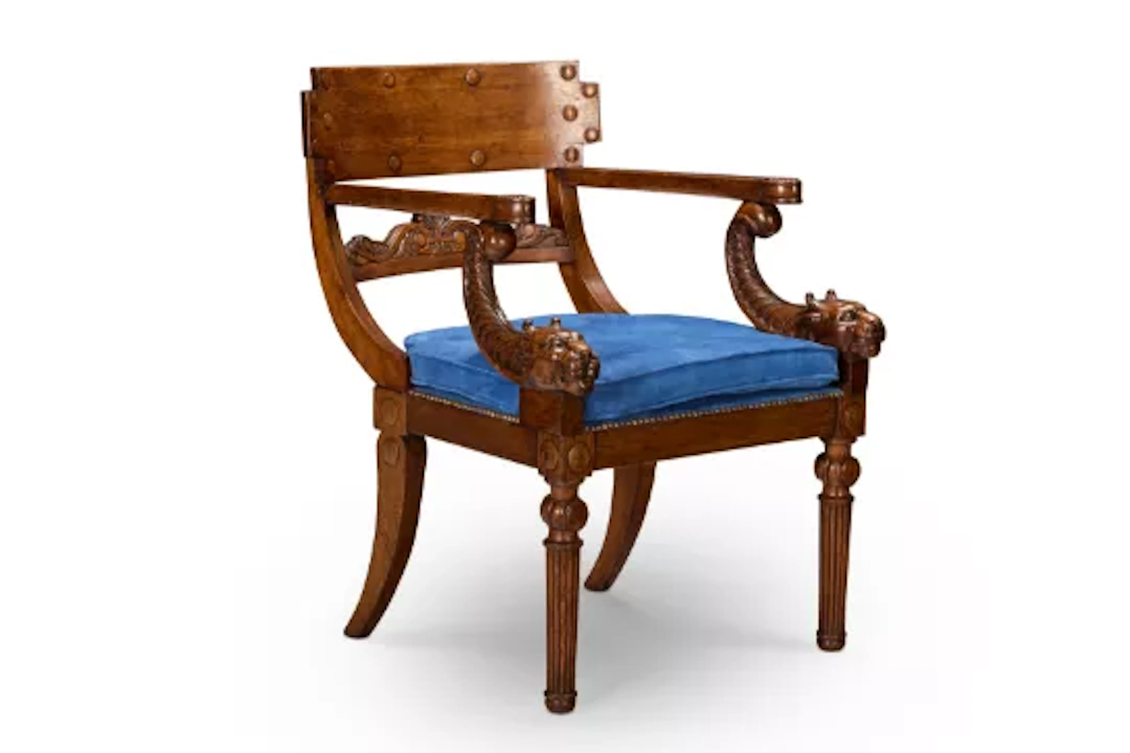 A REGENCY OAK KLISMOS ARMCHAIR, CIRCA 1815