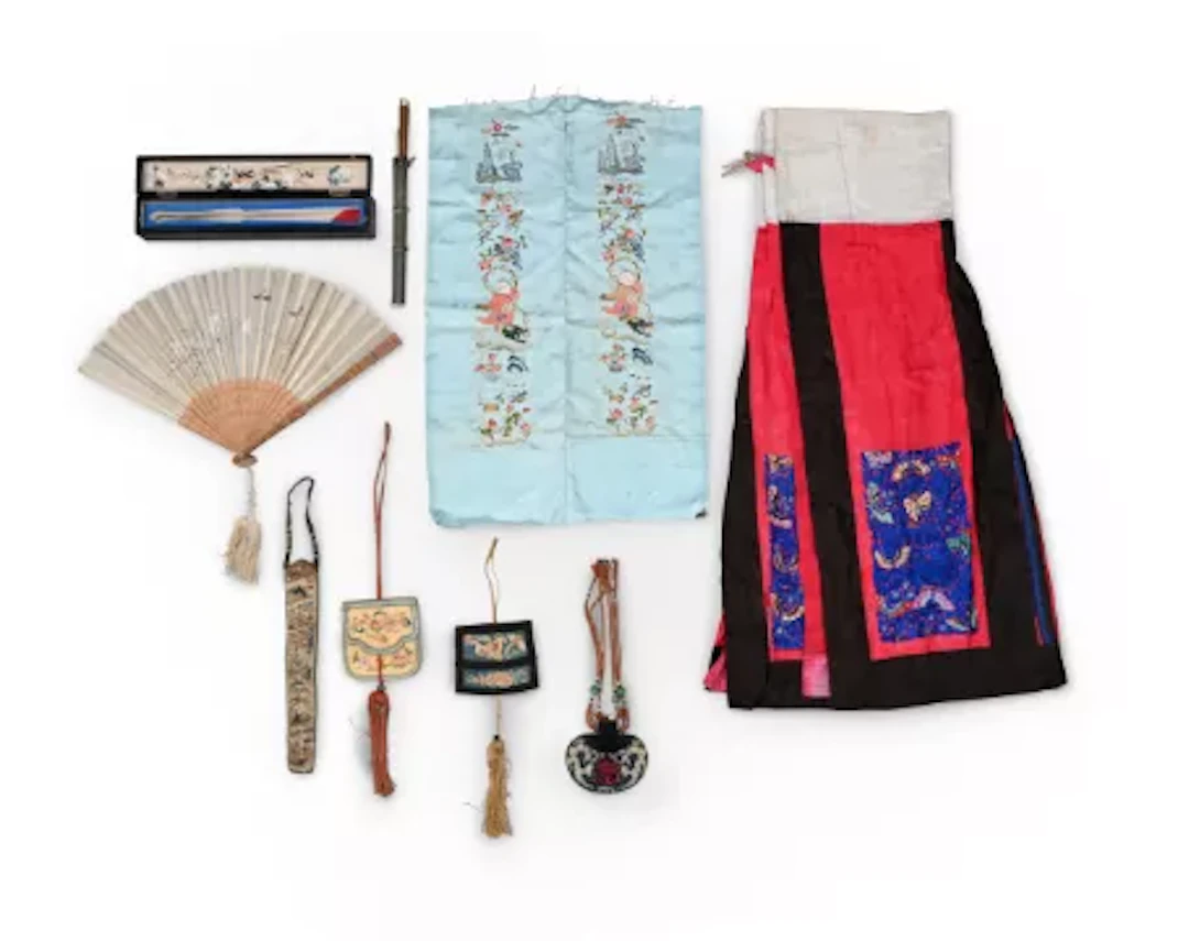A group of seven Chinese textiles and accessories