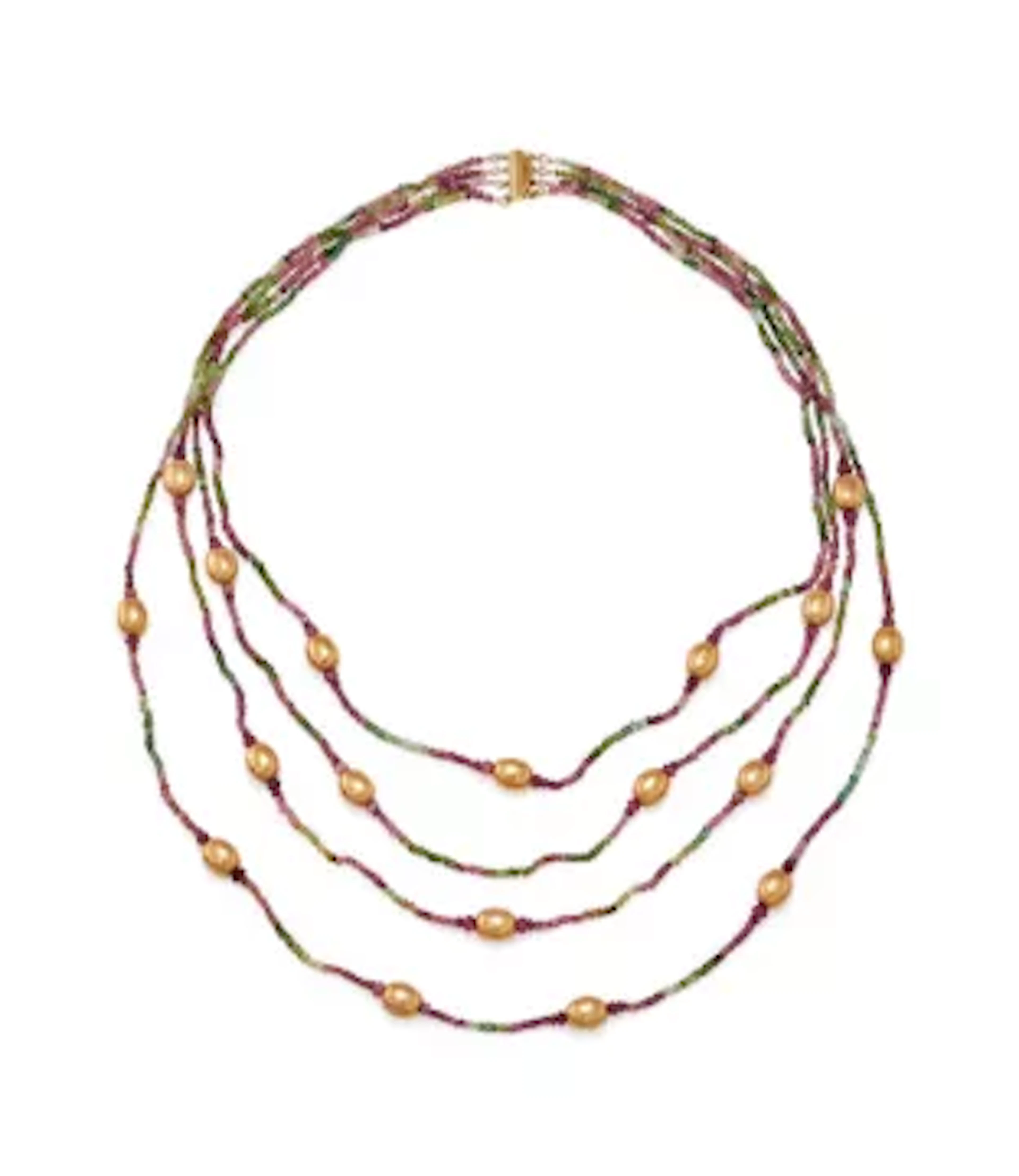 NANIS, A TOURMALINE AND 18 CARAT GOLD BEAD NECKLACE