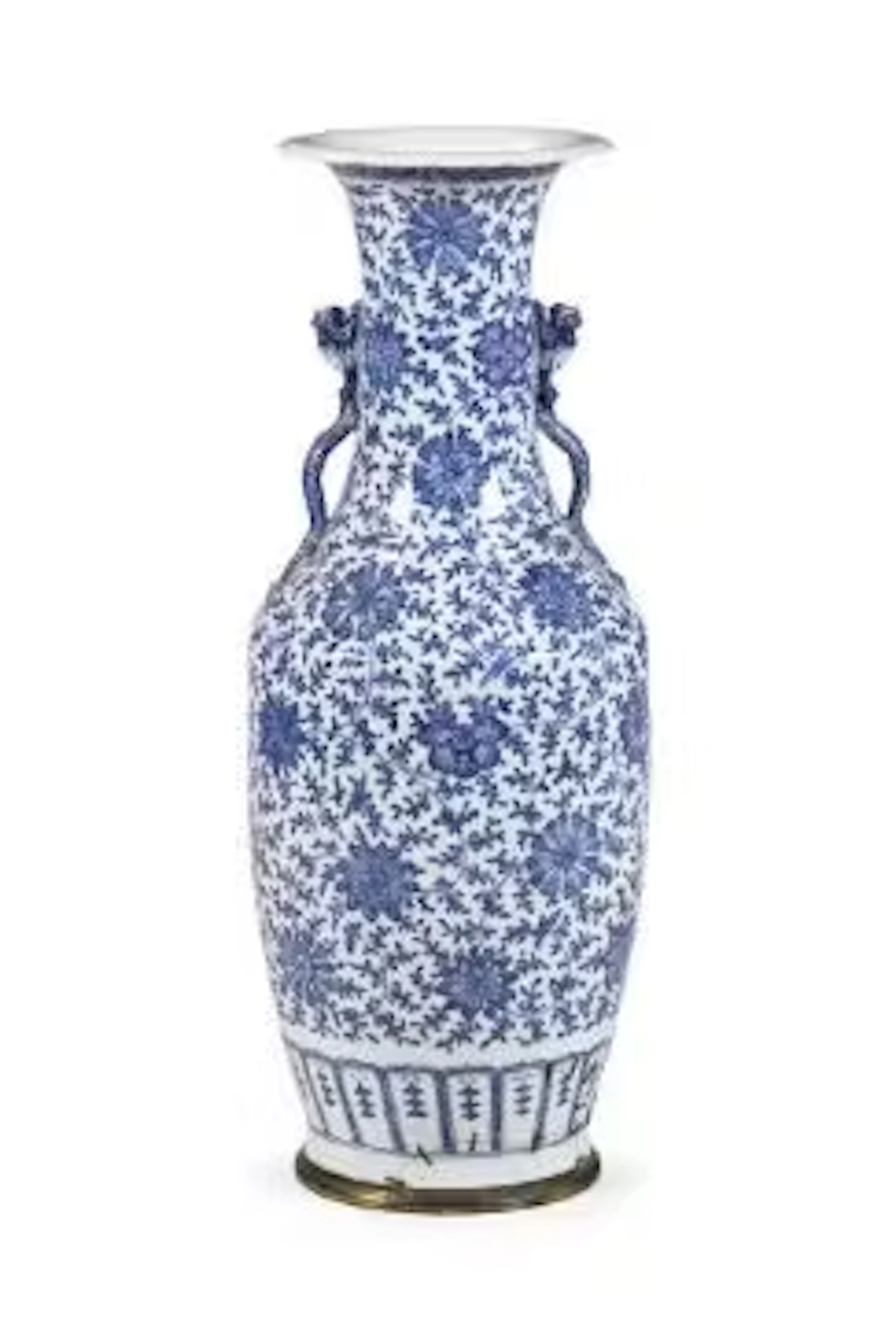 A large Chinese blue and white vase