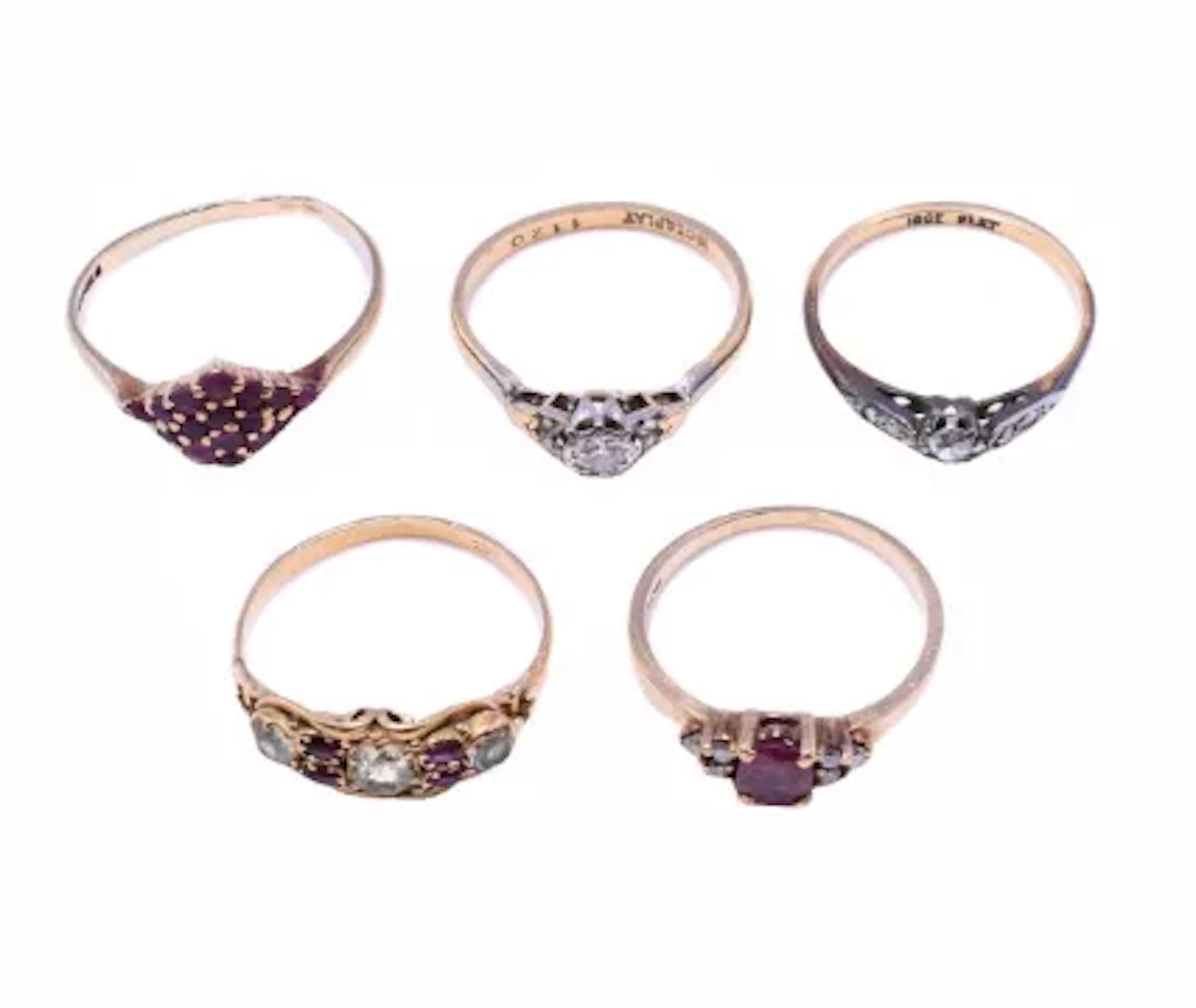 FIVE GEM SET RINGS