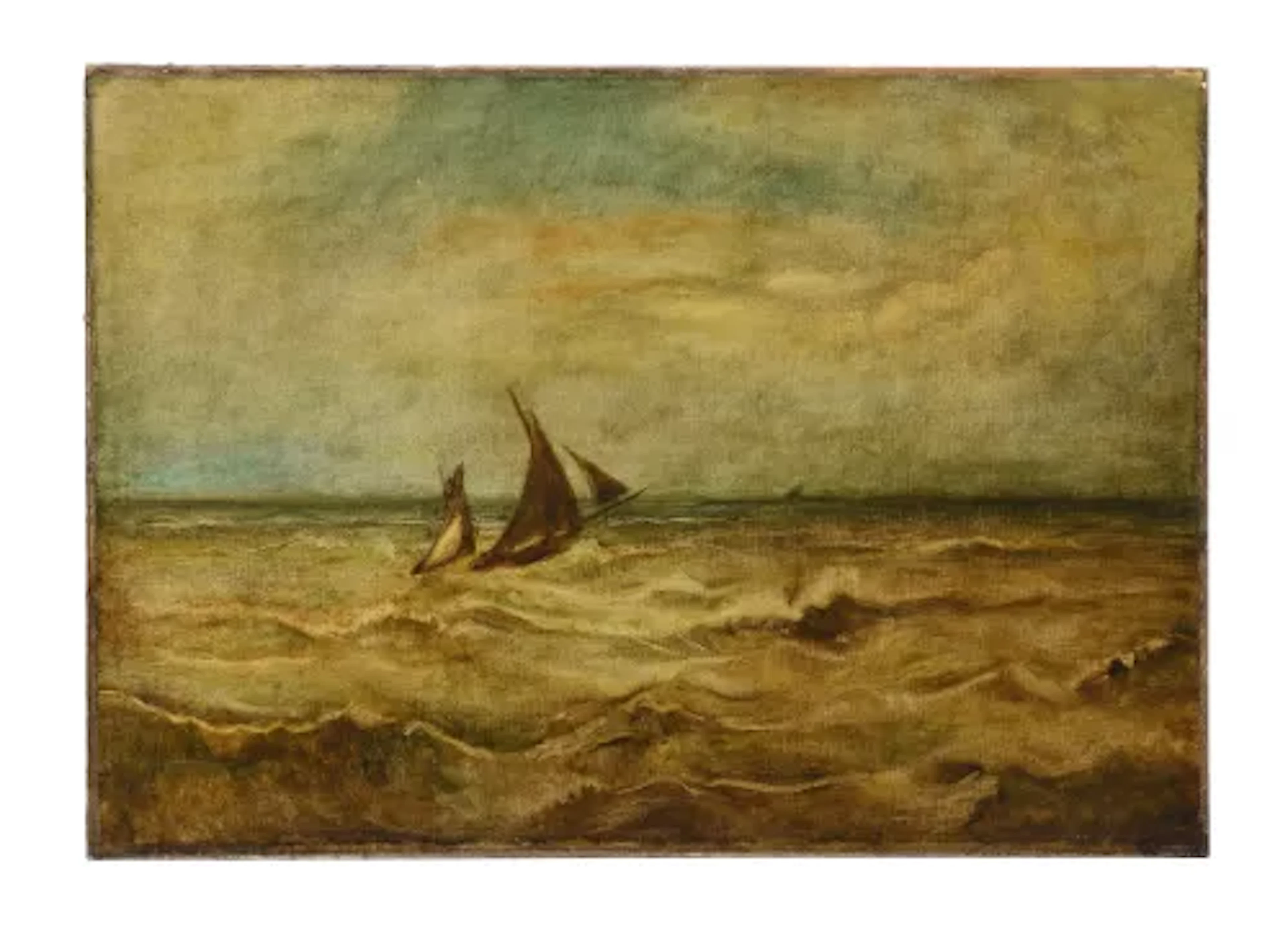 JULES DUPRÉ (FRENCH 1811-1889), FISHING BOATS IN A FRESH BREEZE