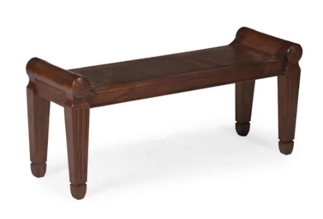 A CARVED MAHOGANY HALL BENCH, IN THE MANNER OF CHARLES HEATHCOTE TATHAM