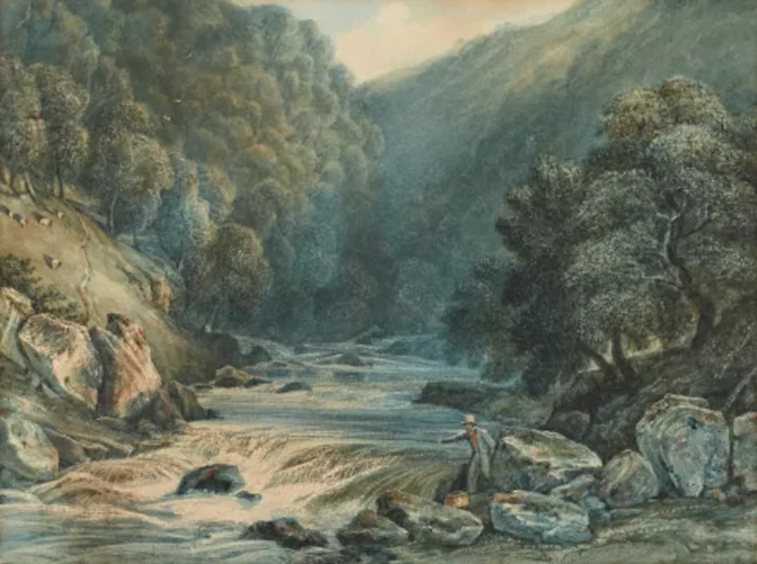 SAMUEL JACKSON (BRITISH 1794-1869), AN ANGLER ON THE DART, DEVON