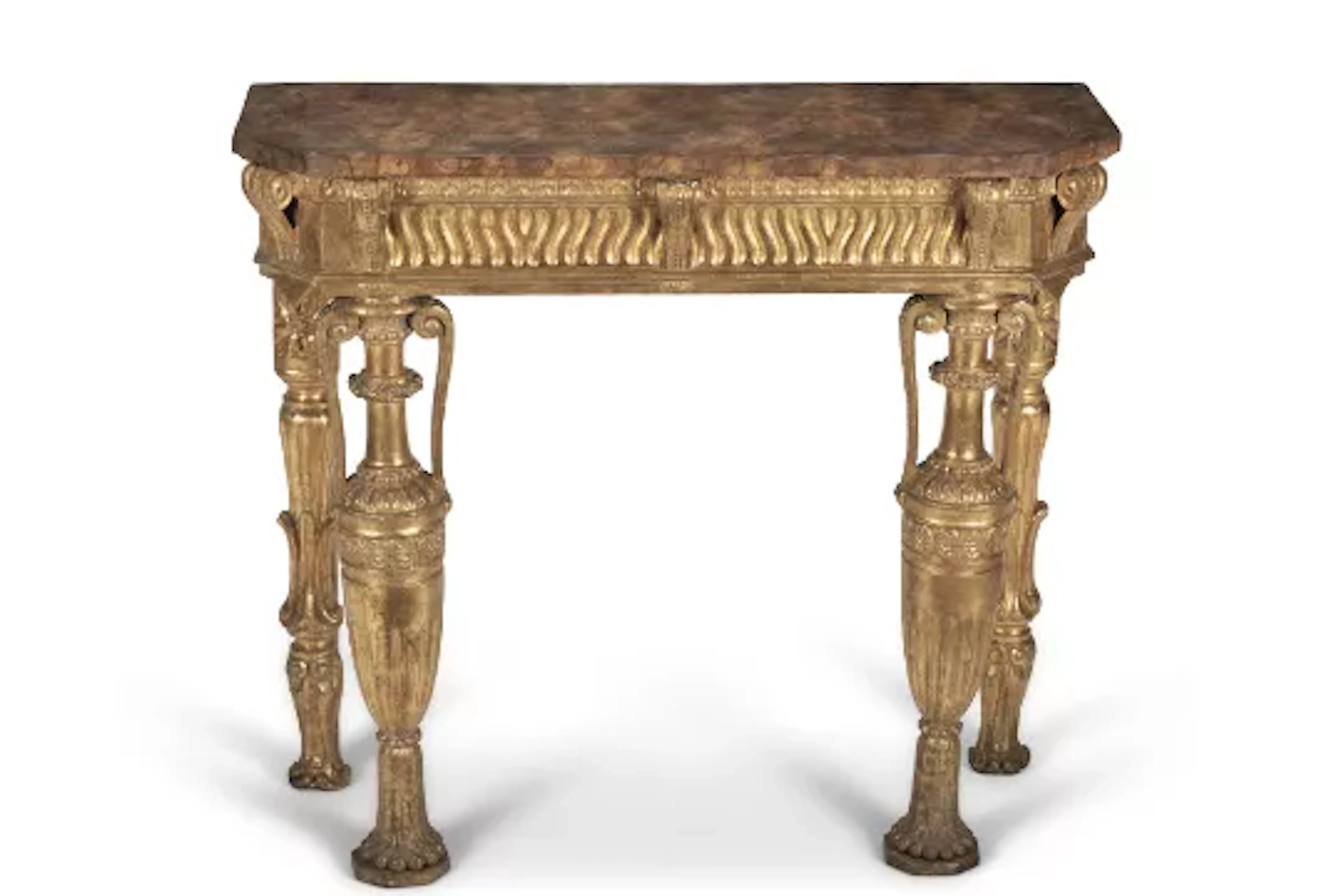 A NEOCLASSICAL GILTWOOD SIDE TABLE, POSSIBLY PIEDMONTESE, LATE 18TH CENTURY