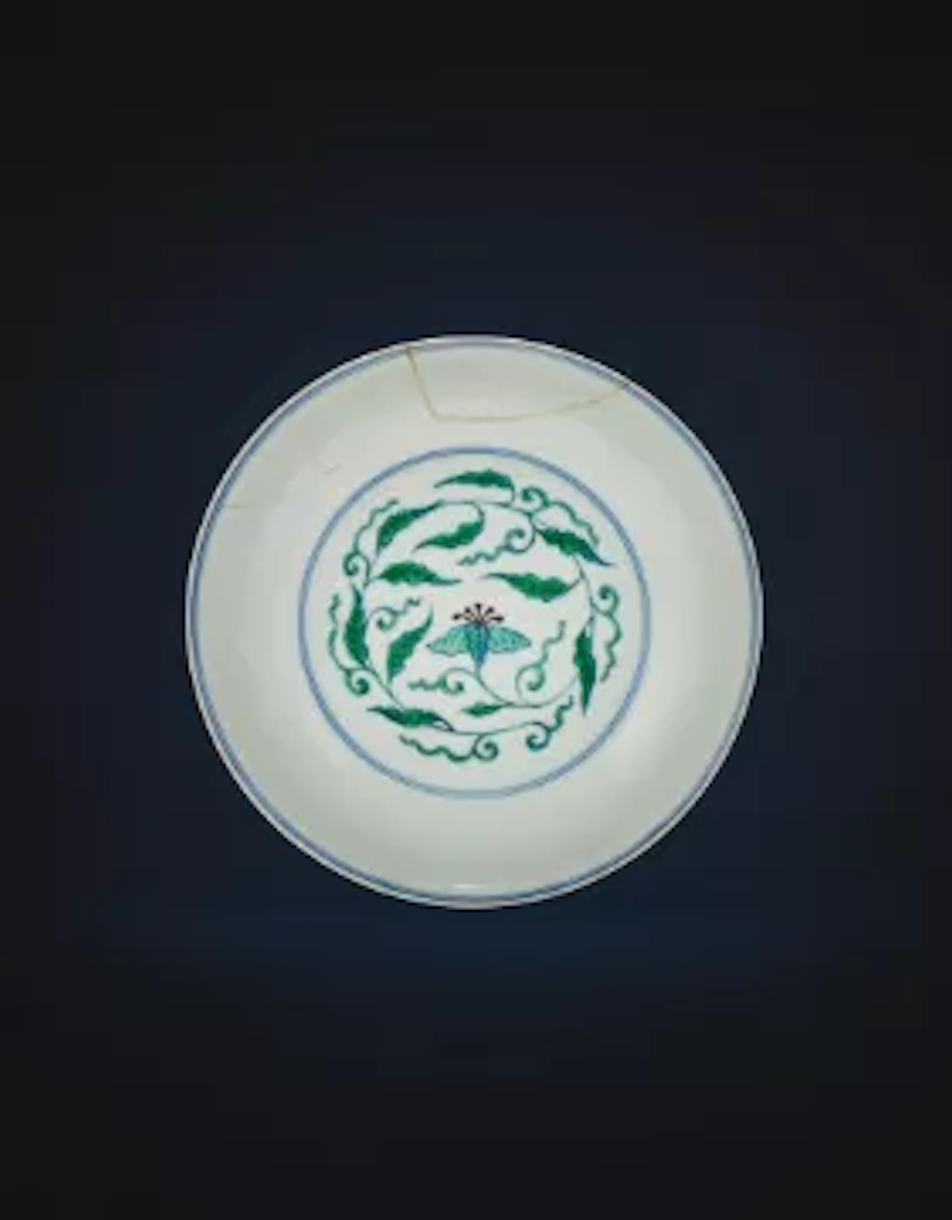 A Chinese doucai and anhua-decorated dish