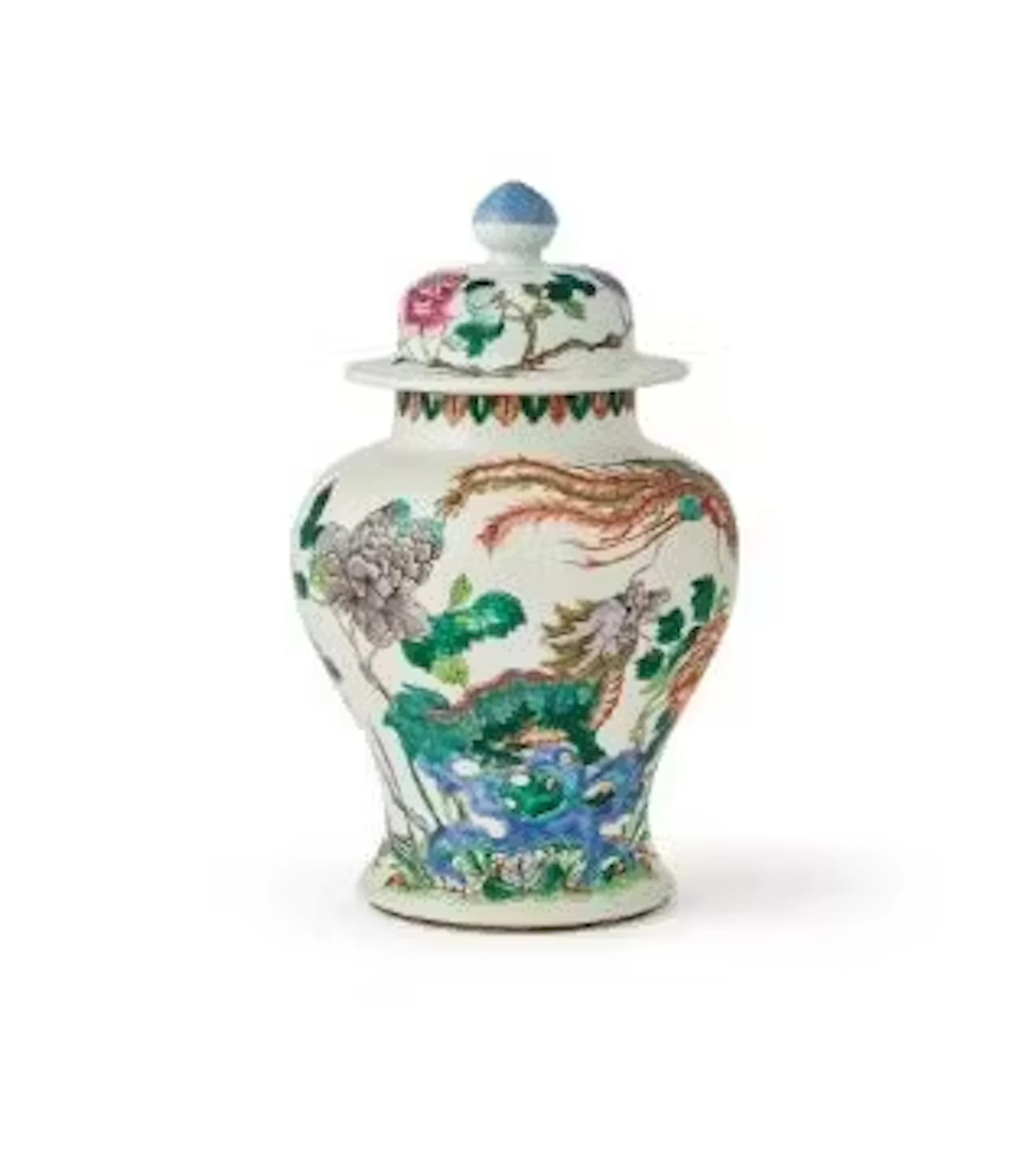 A Chinese Famille Verte vase and cover
