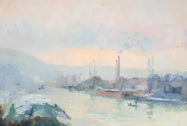 ALBERT LEBOURG (FRENCH 1849-1928), ROUEN, L'ILE LACROIX EN HIVER