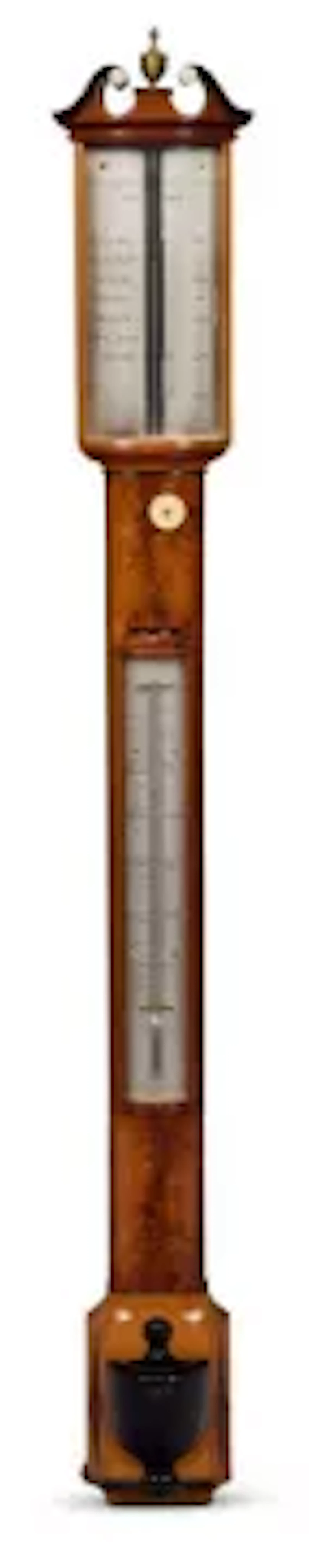 Y RUBERGALL COVENTRY STREET LONDON; A MAHOGANY BOWFRONT STICK BAROMETER