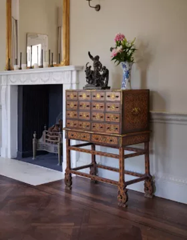 Y AN INDIAN ROSEWOOD, EXOTIC HARDWOOD AND MARQUETRY CABINET ON STAND