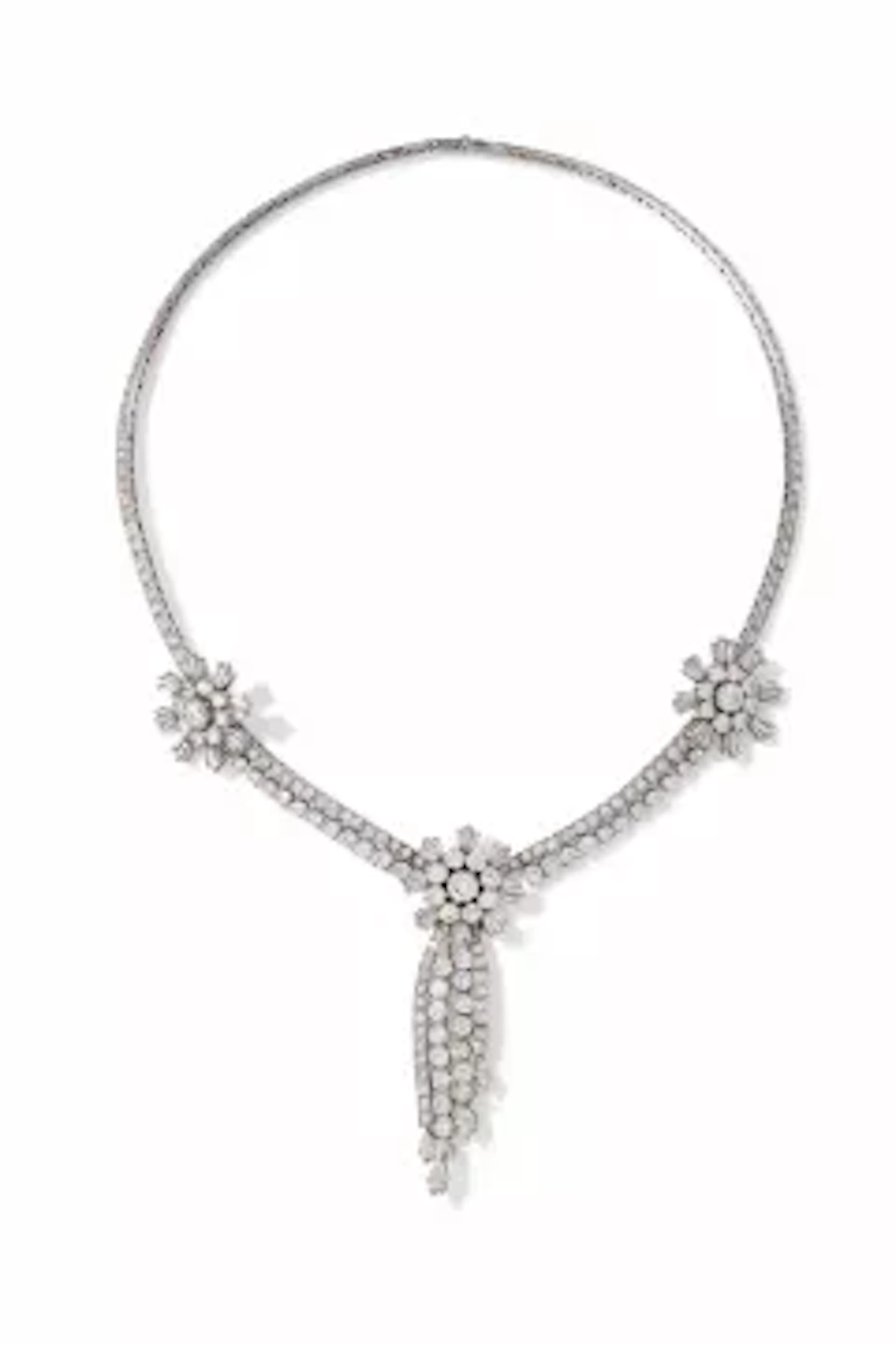 A CONVERTIBLE DIAMOND NECKLACE / BROOCH / EARRING COMBINATION