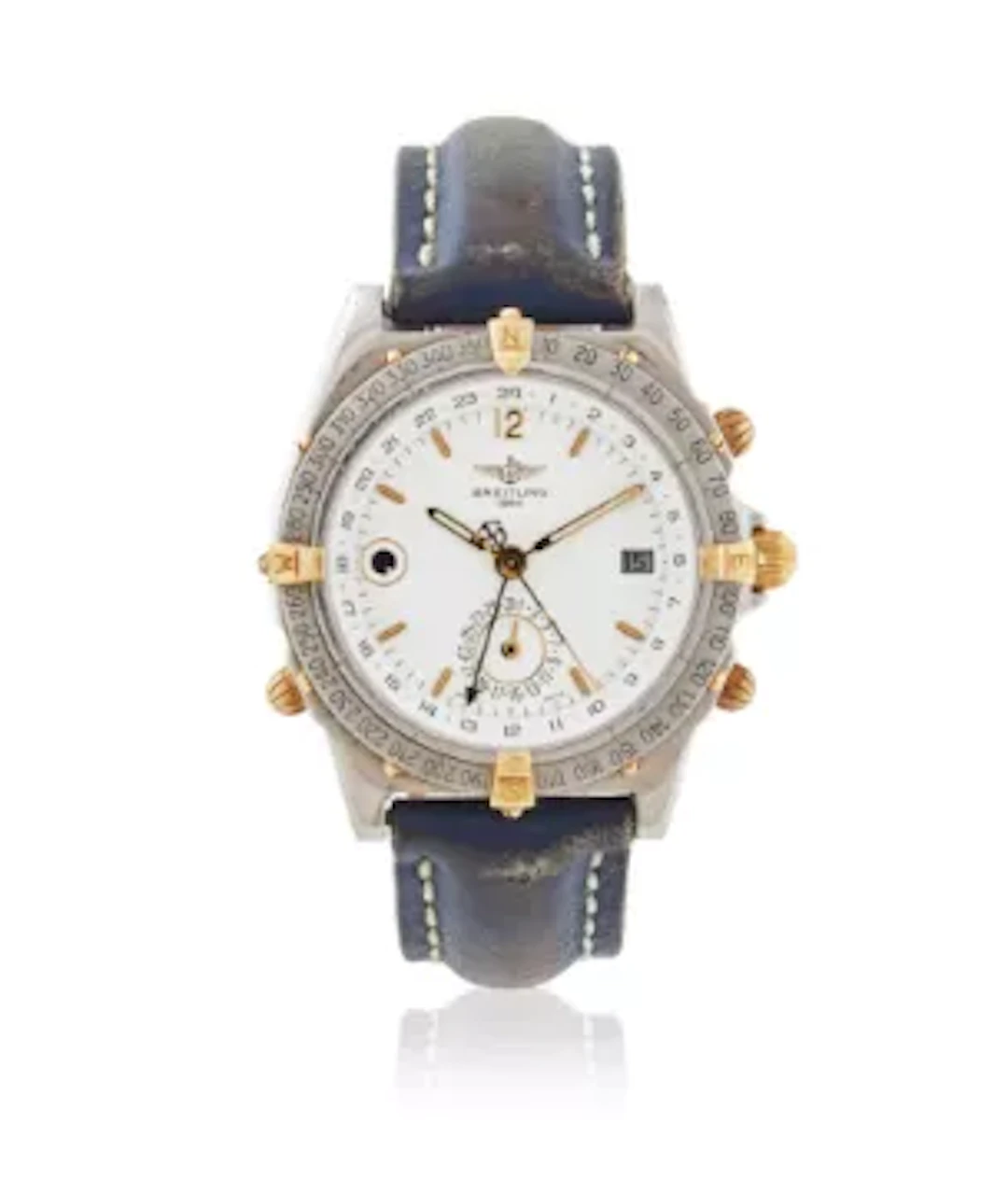 BREITLING, DUOGRAPH, REF. B15047, A STAINLESS STEEL AND GOLD WRISTWATCH