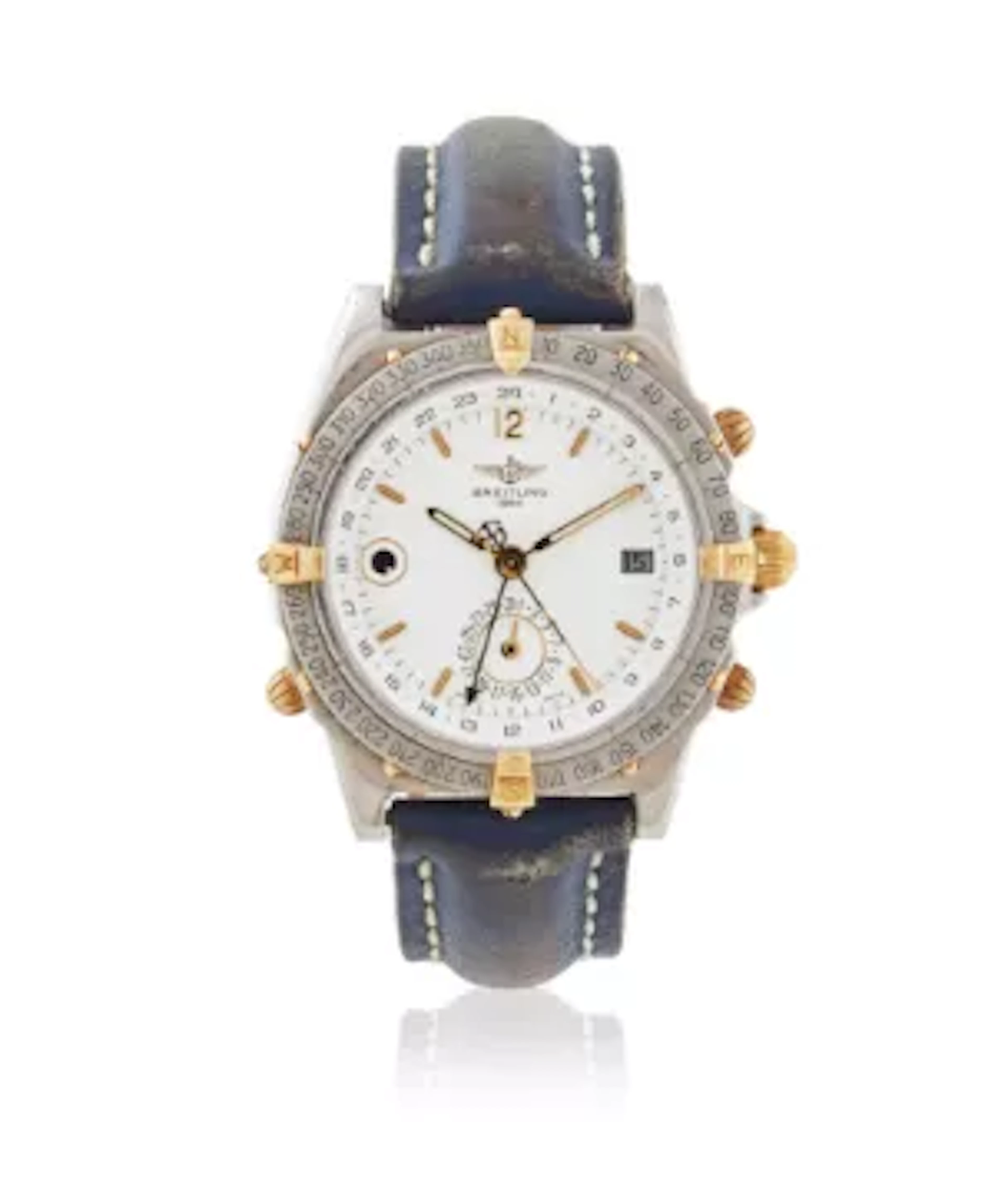 BREITLING, DUOGRAPH, REF. B15047, A STAINLESS STEEL AND GOLD WRISTWATCH