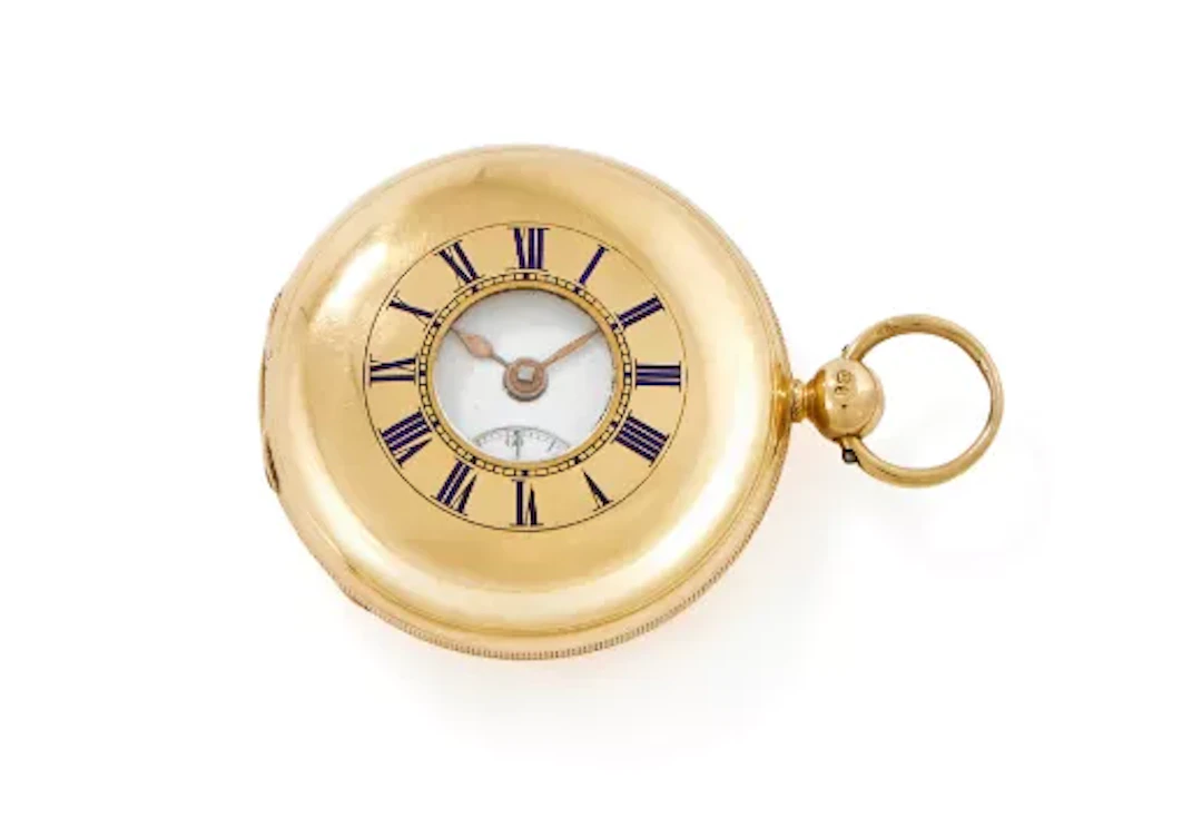 R. & H. MOLYNEUX, LONDON, AN 18 CARAT GOLD HALF HUNTER POCKET WATCH