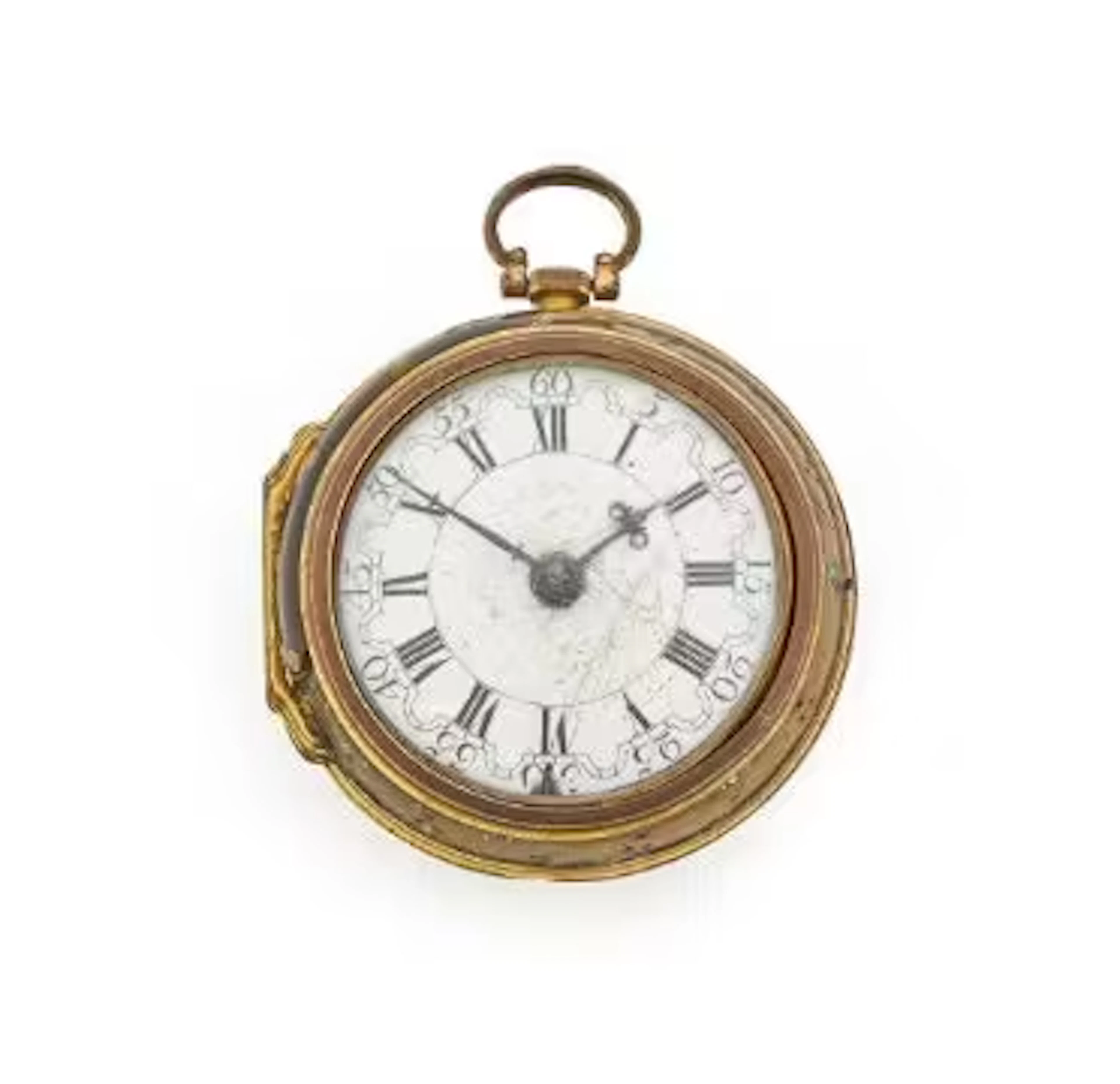Y A GILT AND TORTOISESHELL PAIR-CASED VERGE POCKET WATCH