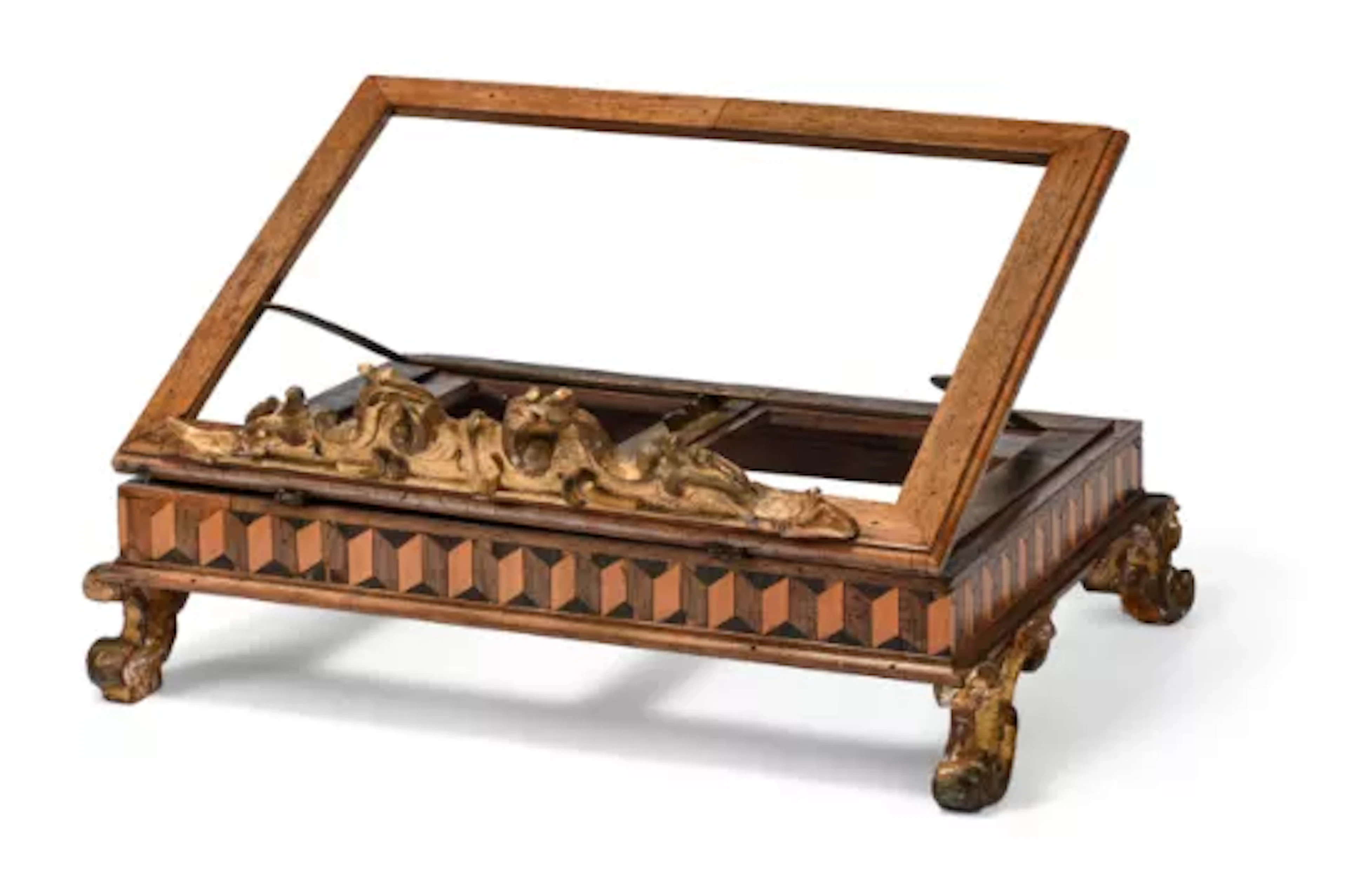 Y A GEORGE IV ROSEWOOD AND PARQUETRY TABLE-TOP MUSIC STAND, CIRCA 1825