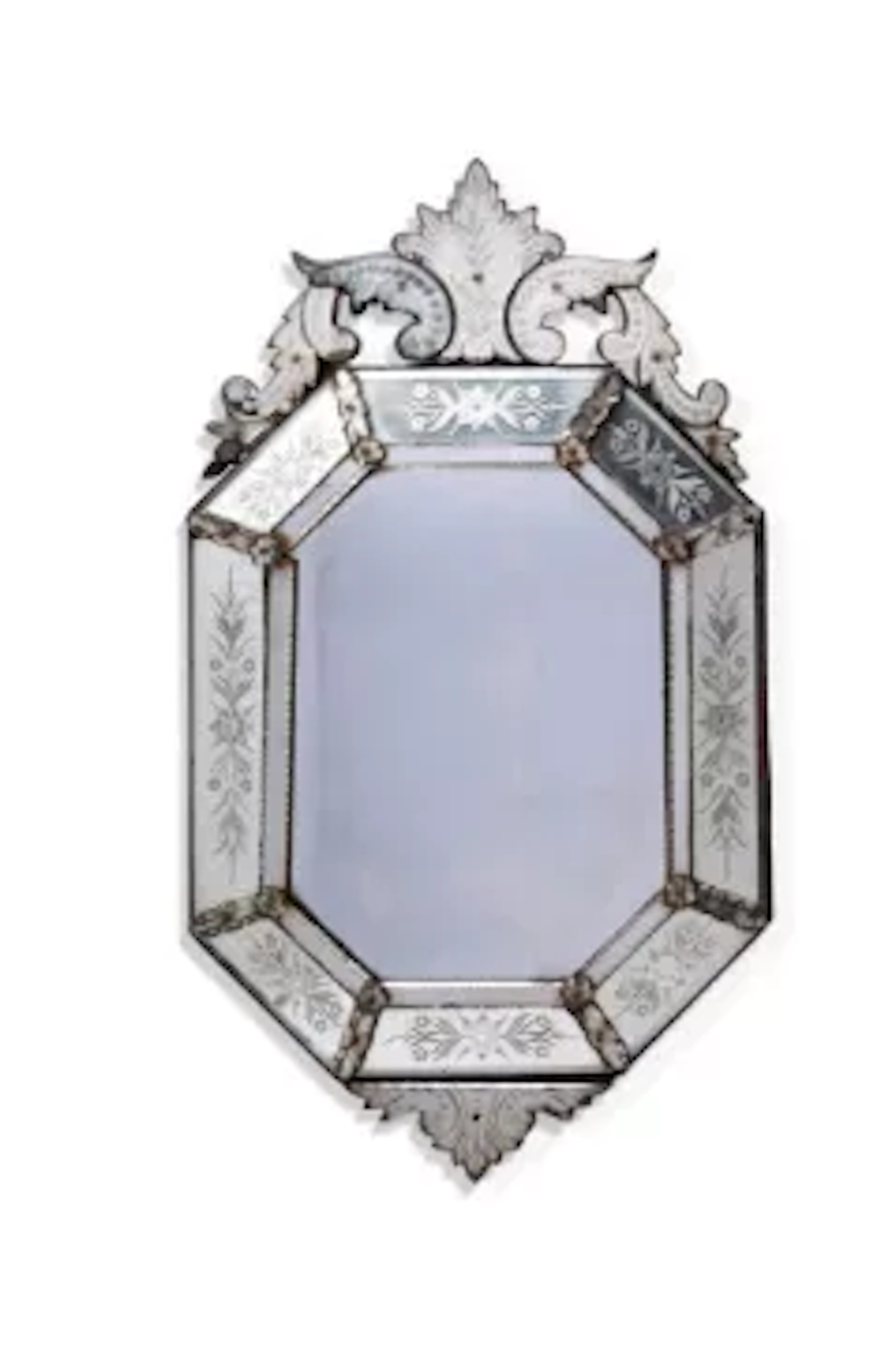 A VENETIAN CUT AND ETCHED GLASS WALL MIRROR, 19TH CENTURY