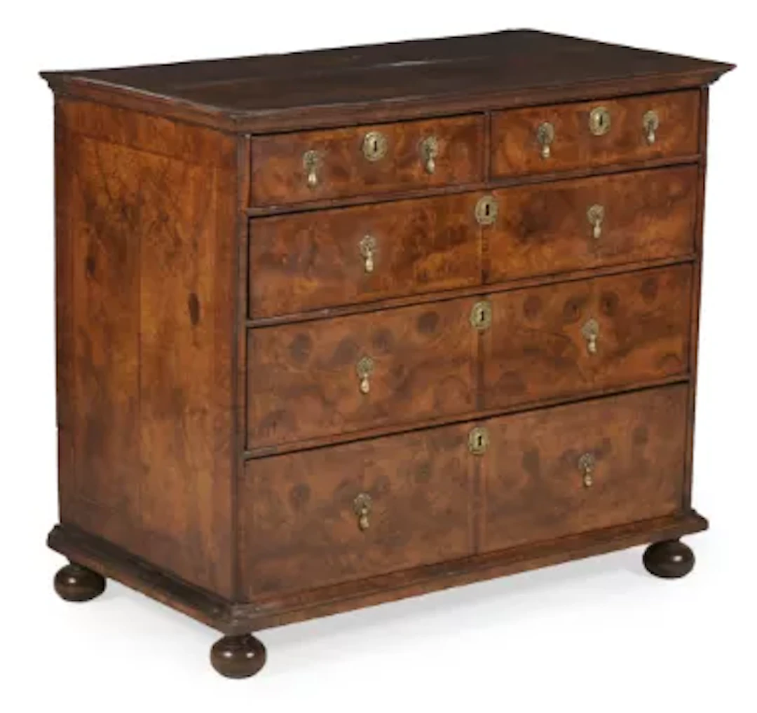 A WILLIAM & MARY WALNUT AND FEATHERBANDED CHEST OF DRAWERS, CIRCA 1690
