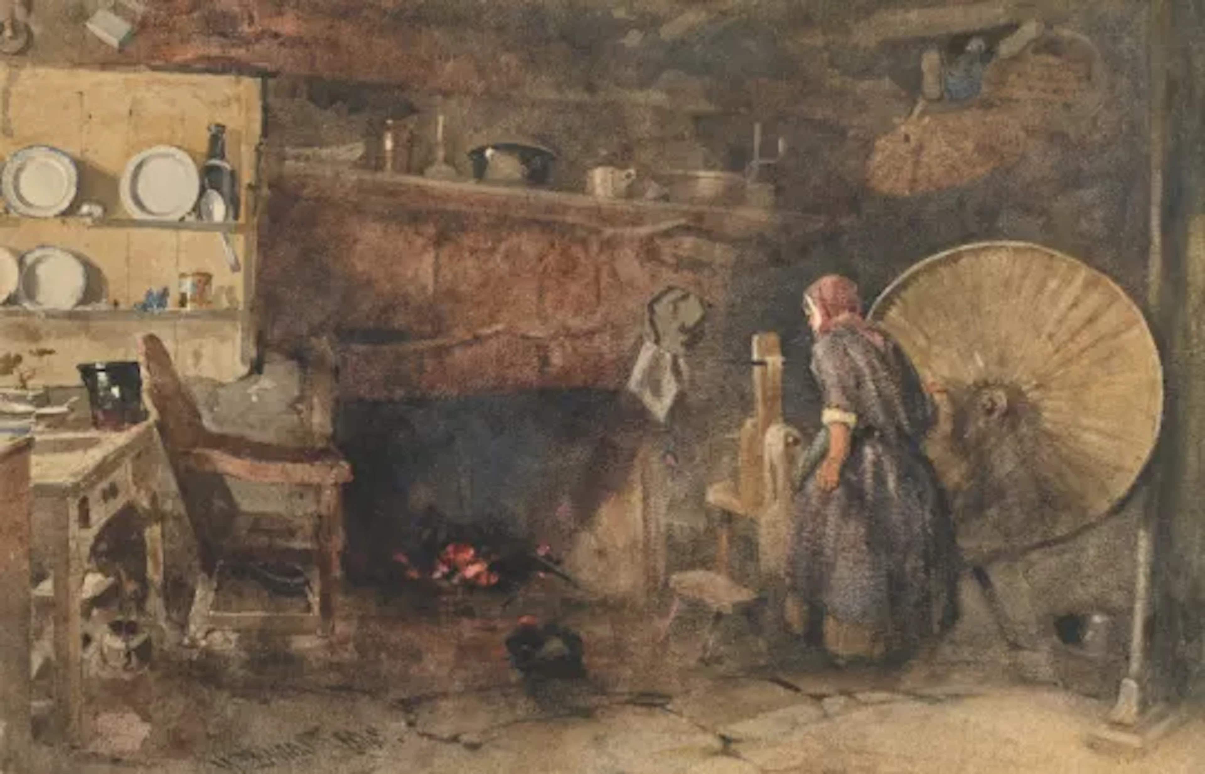 WILLIAM EVANS OF BRISTOL (BRITISH 1809-1858), COTTAGE INTERIOR WITH