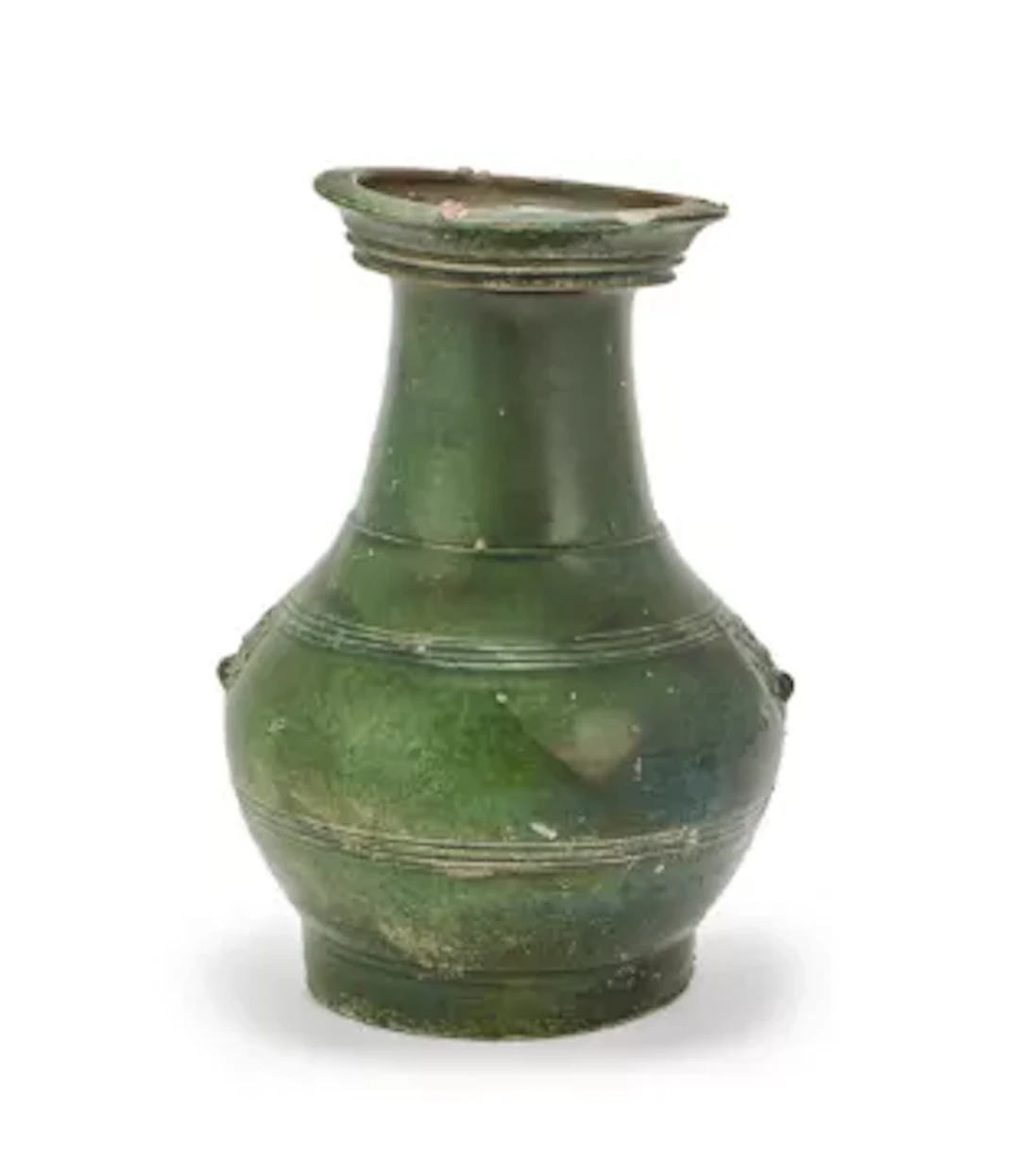 A Chinese green glazed pottery hu vase, Han dynasty (206BC- 220 AD)