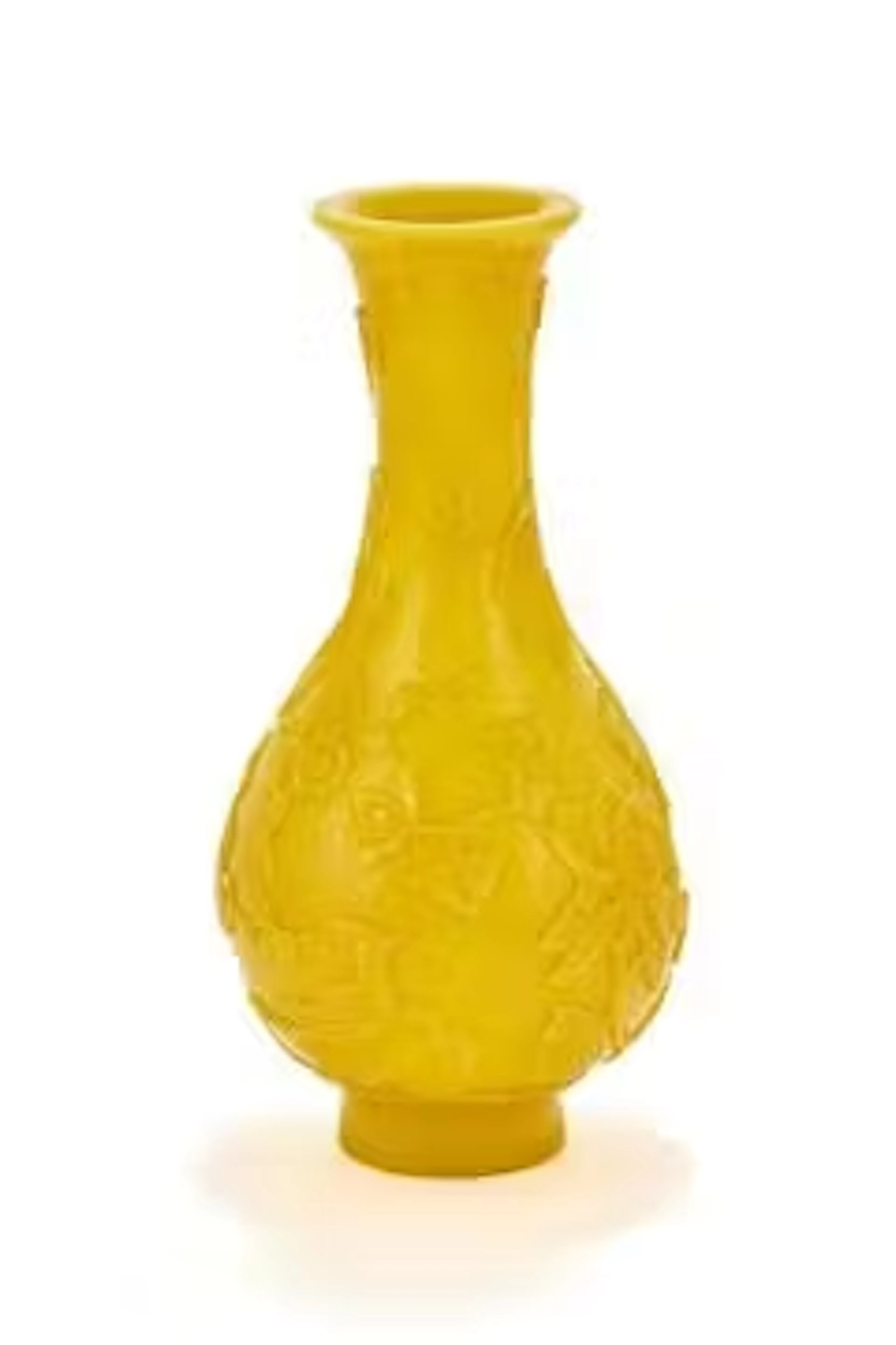 A Chinese Peking yellow glass bottle vase