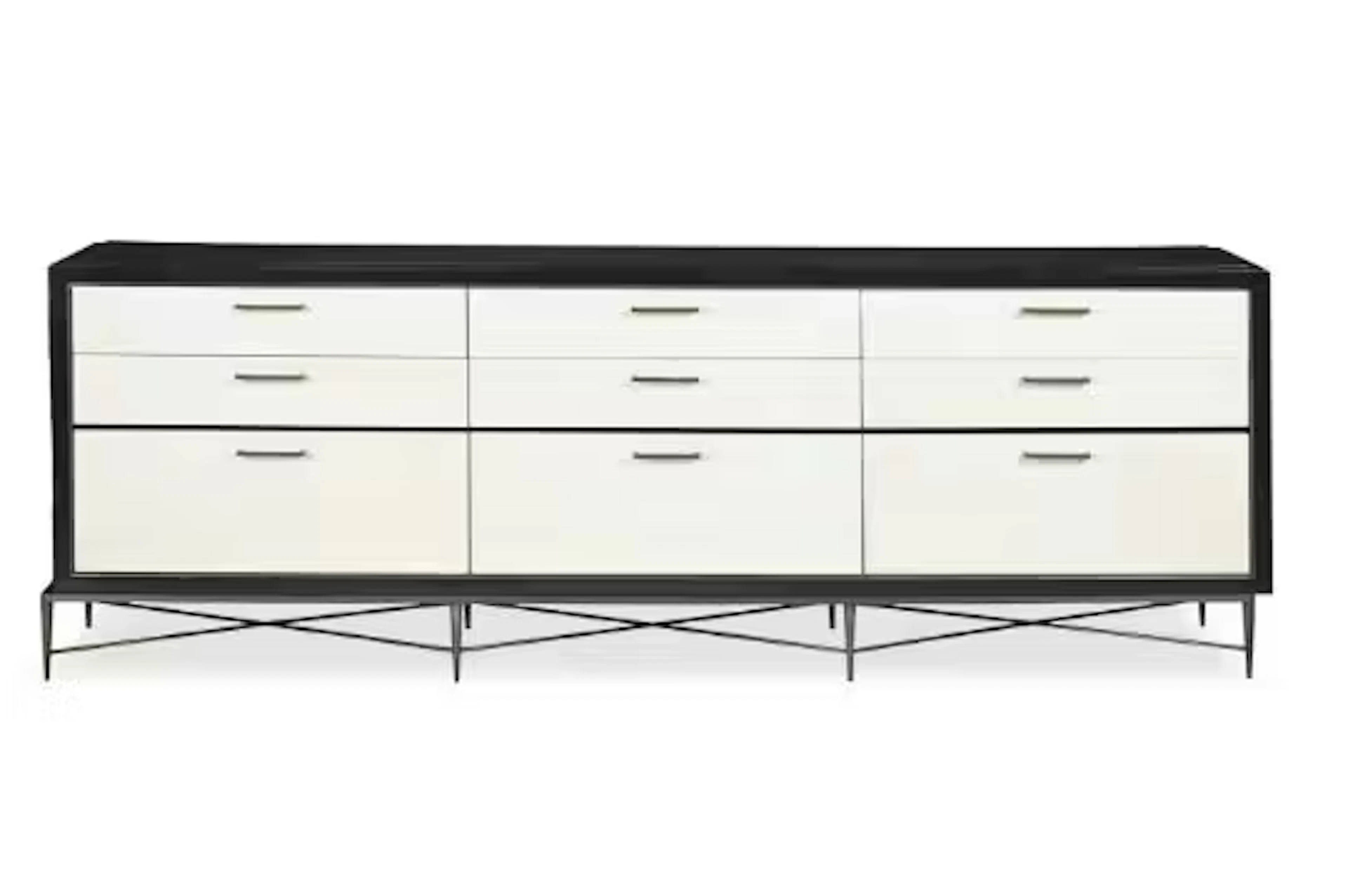 A BLACK LAMINATE CRAQUELURE 'TURIN' CHEST OF DRAWERS, BY LOUISE BRADLEY
