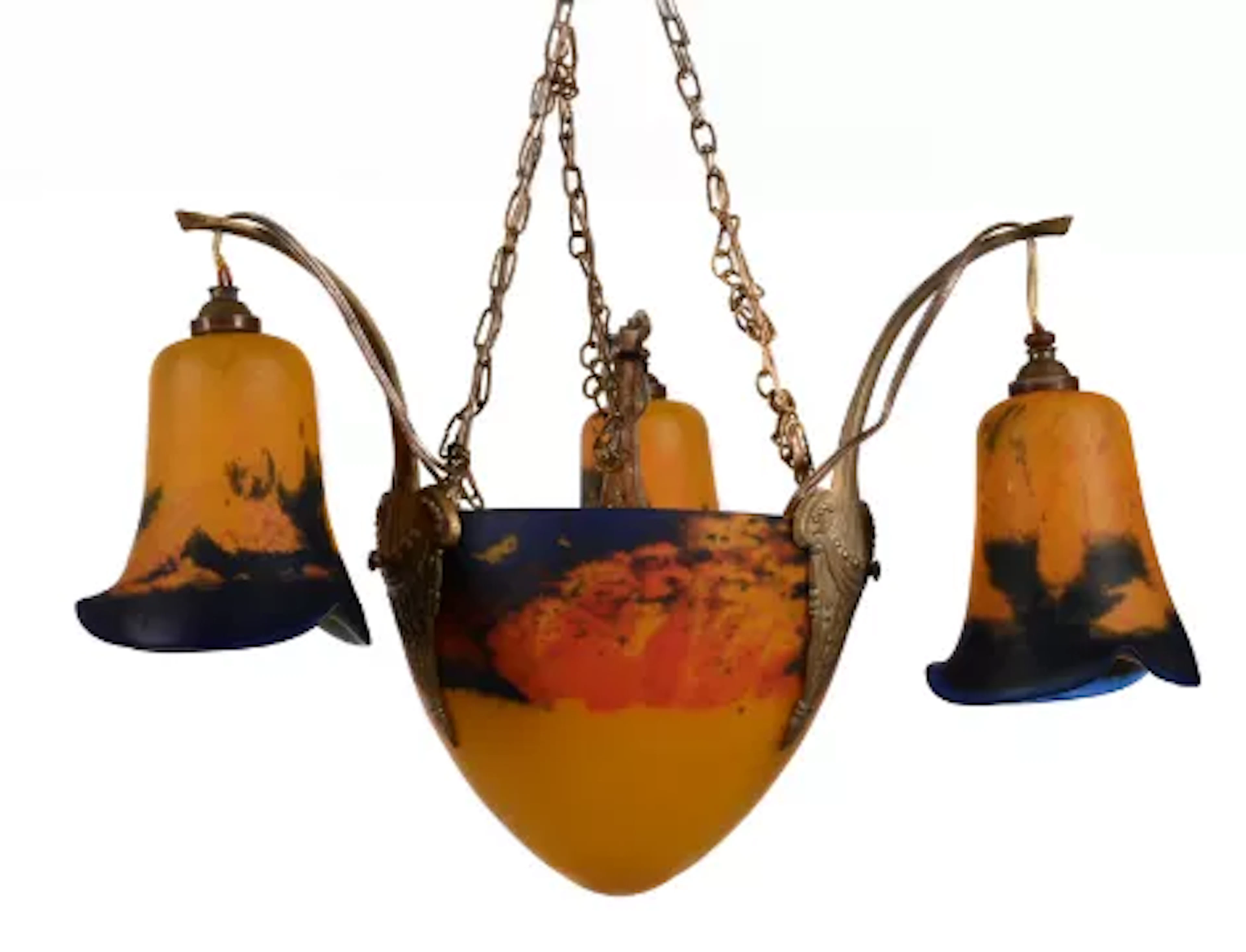 IN THE MANNER OF MULLER FRÈRES (FRENCH) CHANDELIER, EARLY 20TH CENTURY