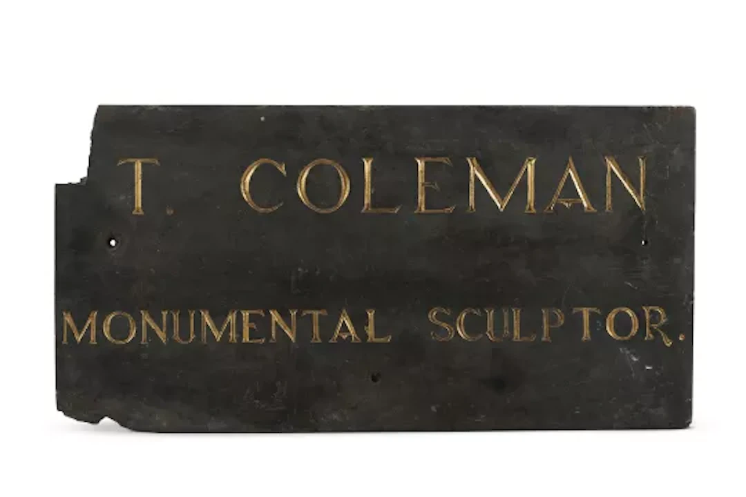 A VICTORIAN ENGRAVED SLATE TRADE PROMOTIONAL SIGN 'T COLEMAN MONUMENTAL