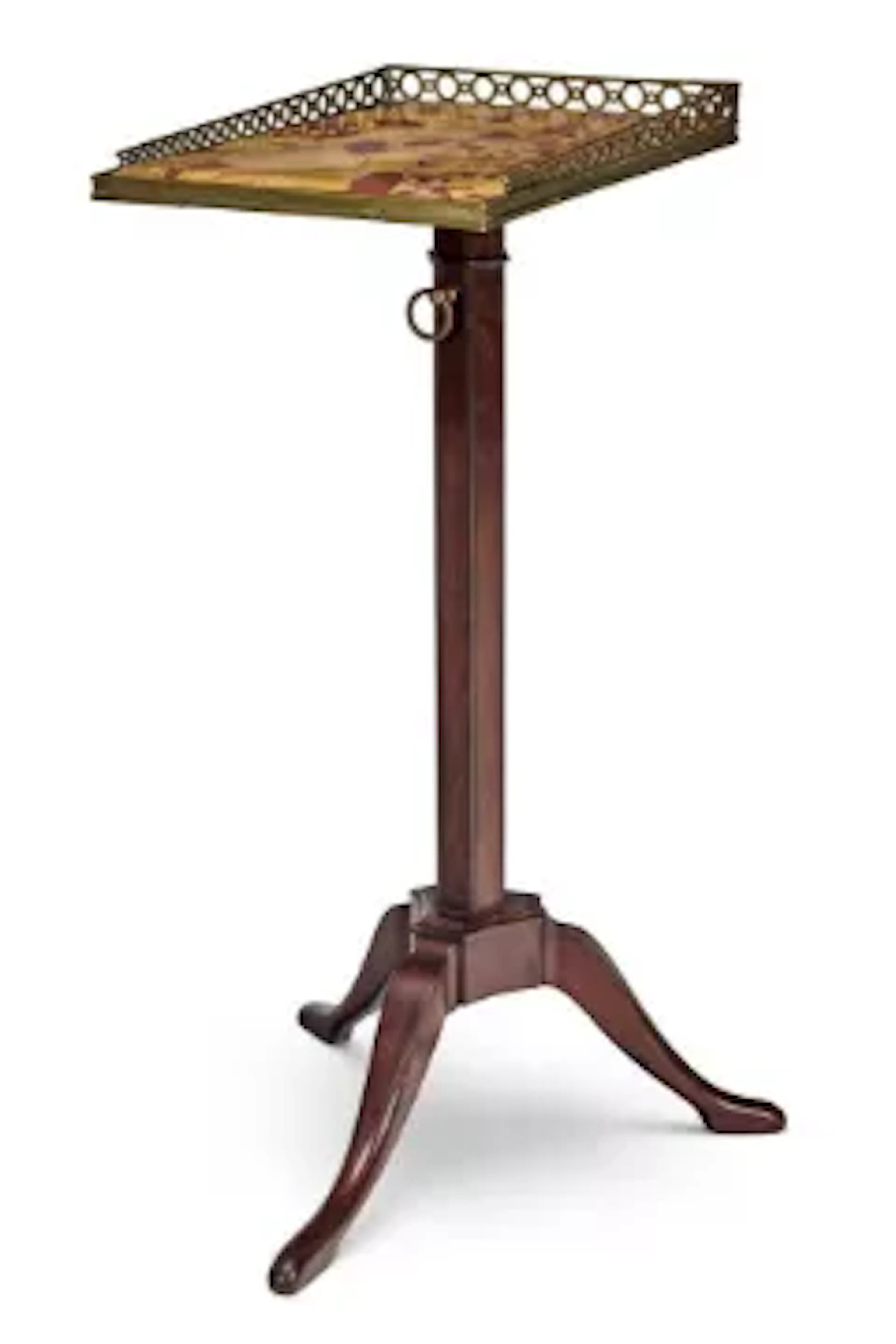 A BRASS MOUNTED MAHOGANY TELESCOPIC 'PALAIS DE ROYAL' DISPLAY TABLE