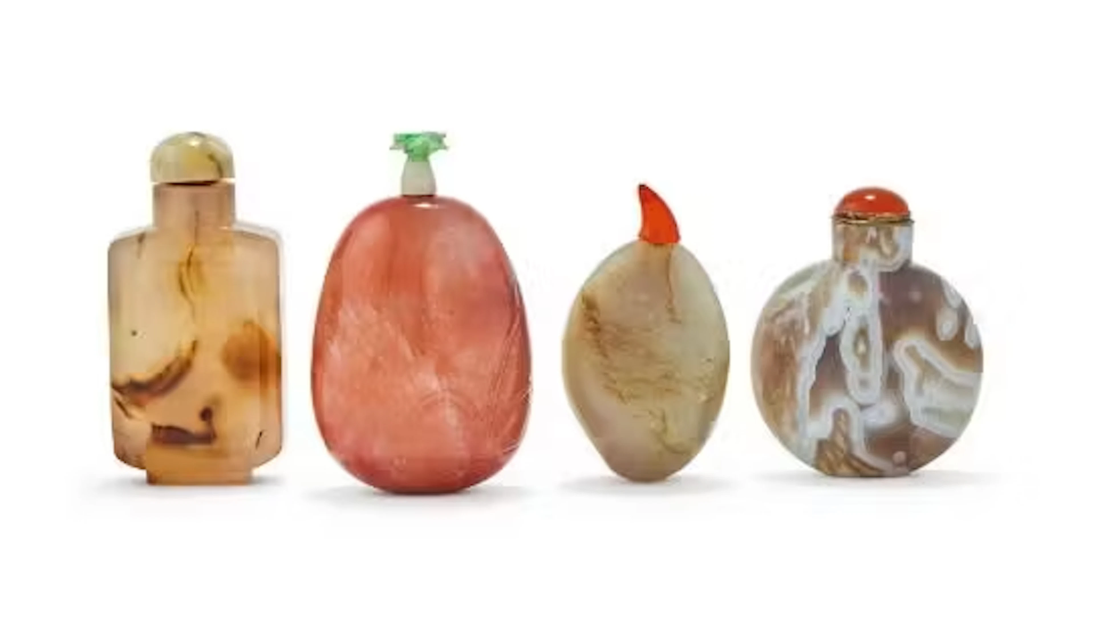 Four Chinese agate snuff bottles