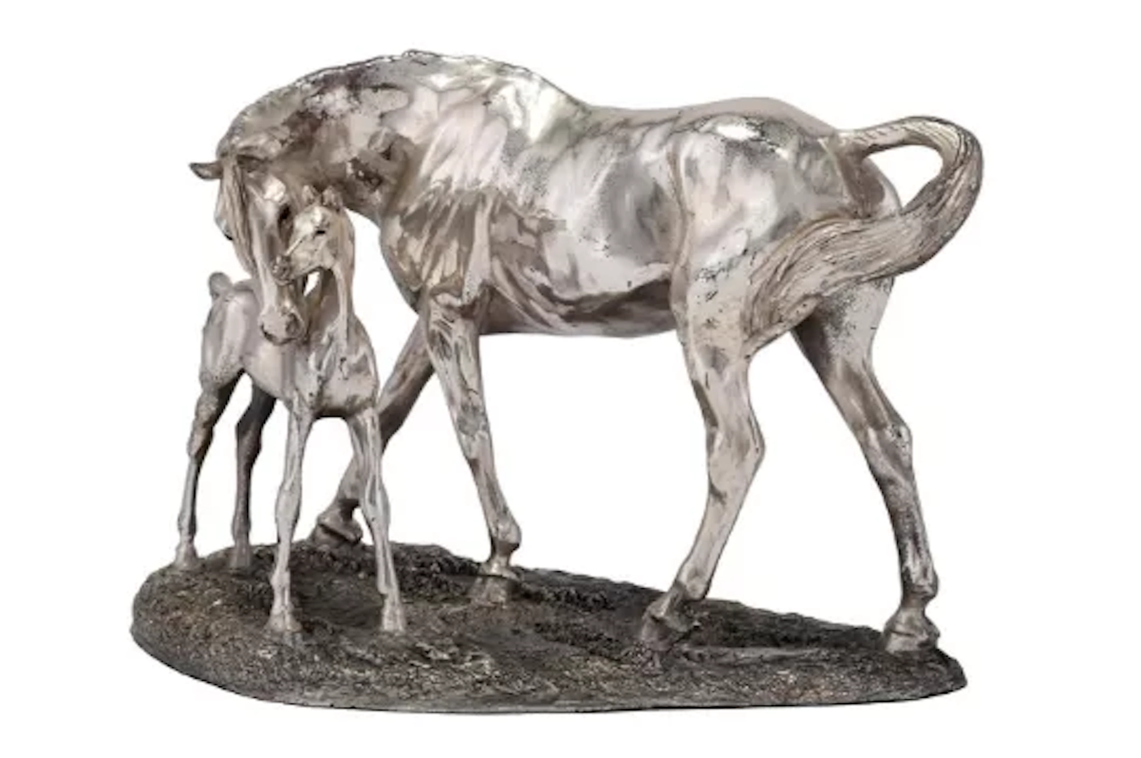 A STERLING SILVER (COMPOSITION FILLED) LIMITED EDITION MARE AND FOAL