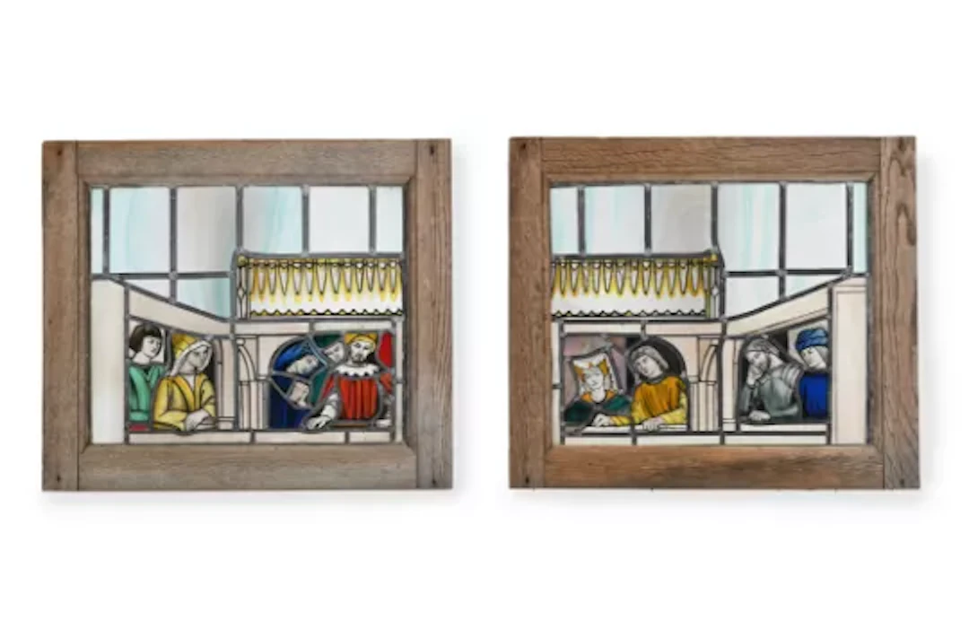 ARTS & CRAFTS, TWO PANELS, LATE 19TH CENTURY