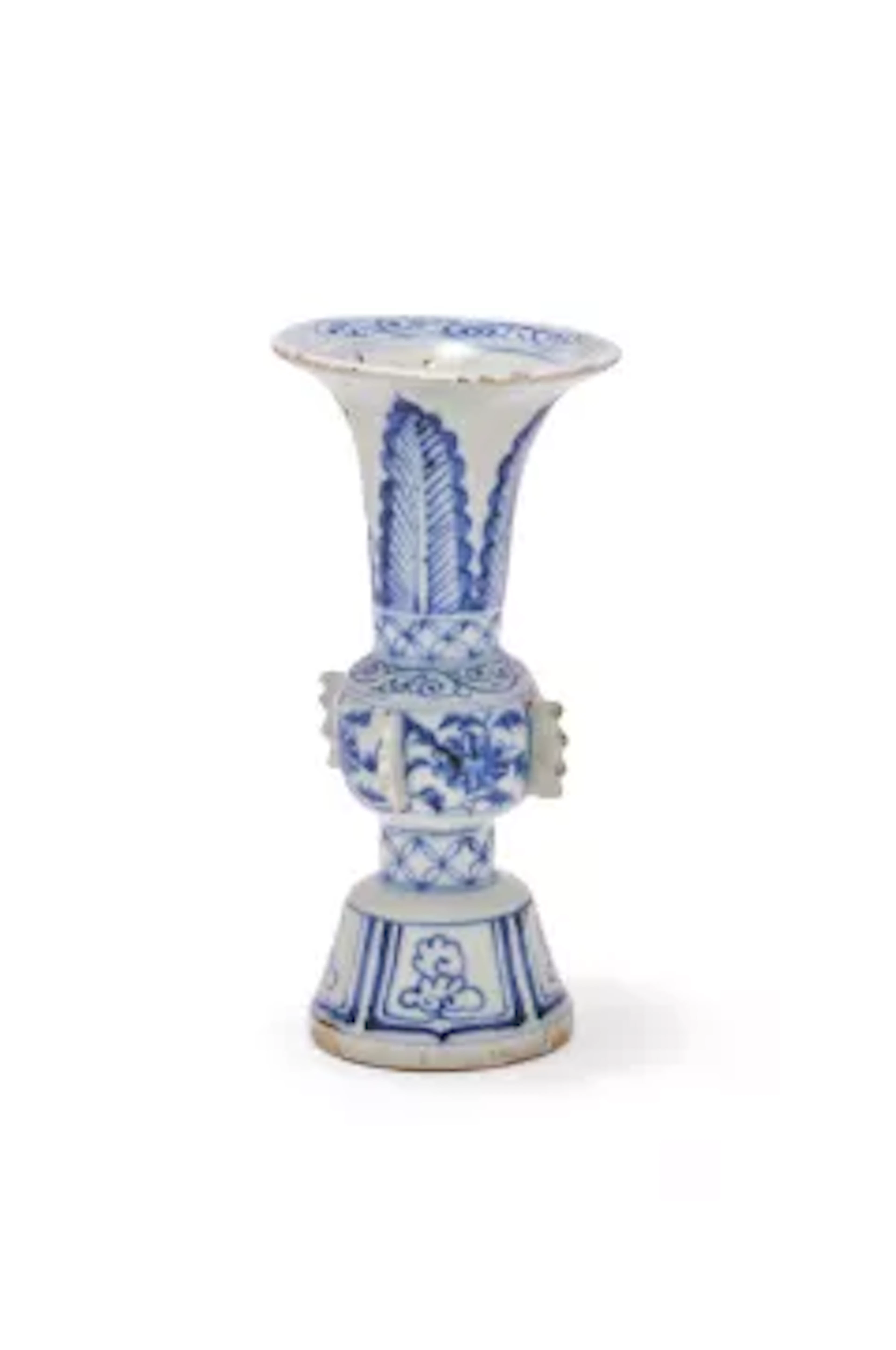 A Chinese blue and white gu-form vase, Yuan dynasty (1279-1368)
